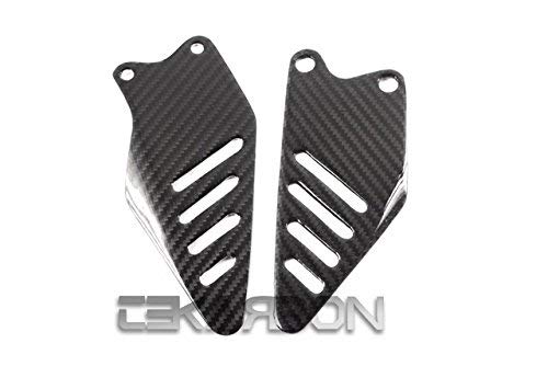 Premium Carbon Fiber Heel Plates for Kawasaki ZX6R (2009-2016) - 2x2 Twill Weave - Lightweight & Durable Motorcycle Footpeg Covers - Perfect for Sport Bike Riders & Track Day Enthusiasts