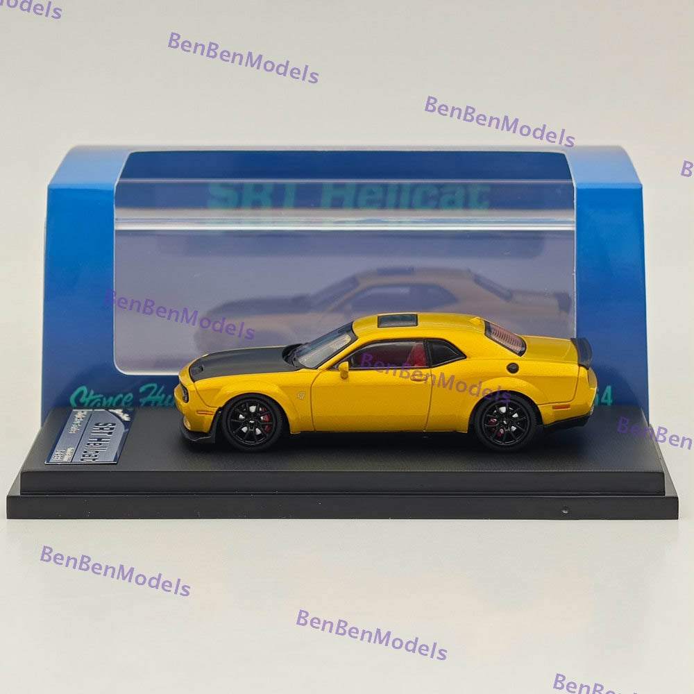 1:64 Scale SH Dodge SRT Hellcat Diecast Model Car with Opening Hood - Limited Edition Collectible Yellow Muscle Car for Display & Racing Enthusiasts