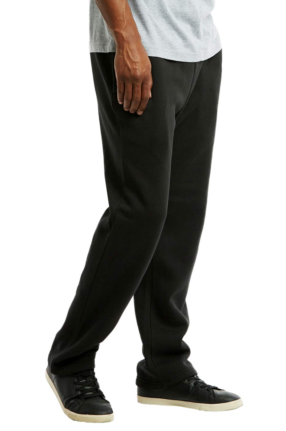 Men's Heavyweight Cotton Blend Fleece Sweatpants with Open Bottom - Comfortable Winter Lounge Pants for Home, Gym & Outdoor Activities