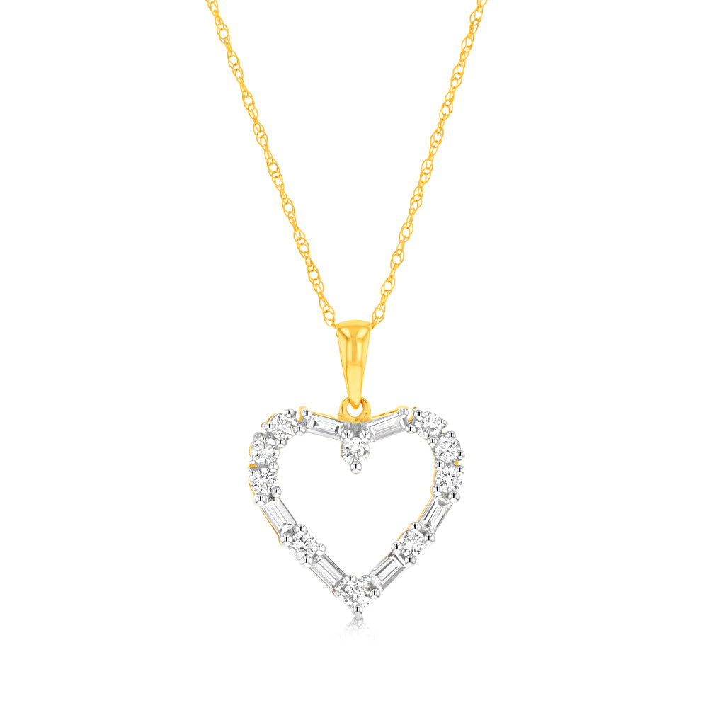 1/2 Carat Lab Grown Diamond Heart Pendant in 9K Yellow Gold - Elegant Valentine's Day Gift for Her, Anniversary Jewelry & Romantic Proposal Present