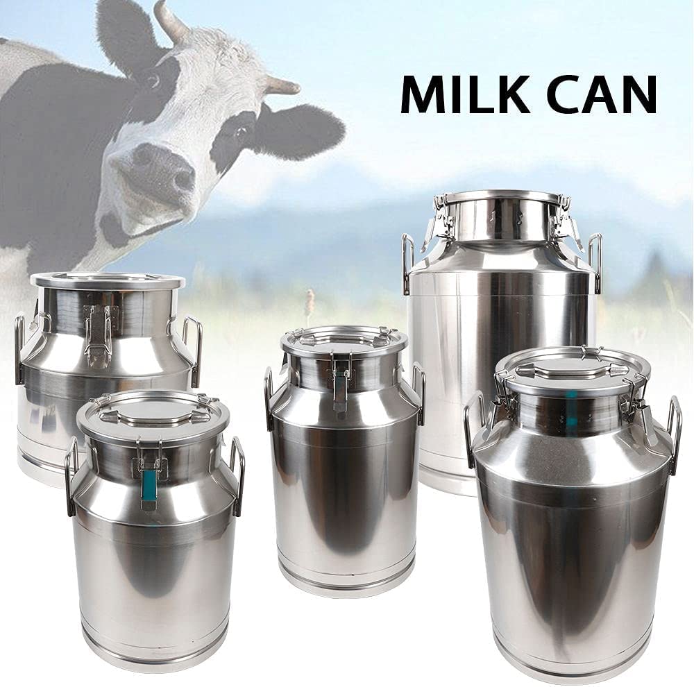 50L Heavy Duty Stainless Steel Milk Can with Sealed Lid - Multi-Purpose Wine, Milk & Beverage Storage Pail - Ideal for Home Brewing, Farm Use & Commercial Food Service