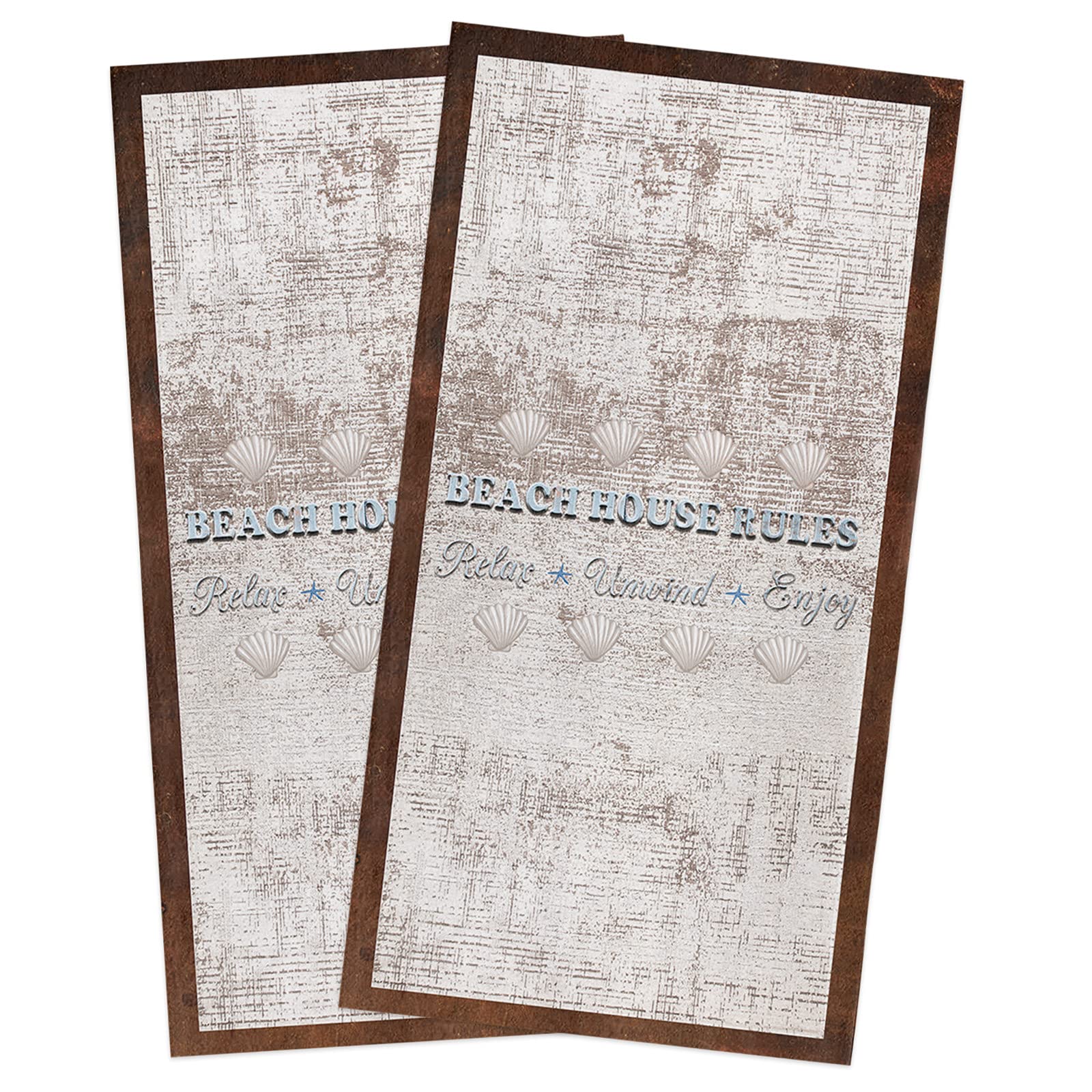 Premium Microfiber Kitchen Towels Set of 2 - Super Absorbent & Reusable Dish Towels, Tea Towels & Bar Towels (18x28 Inch) - Retro Beach House Design for Kitchen Cleaning, Drying Dishes & Decorative Use