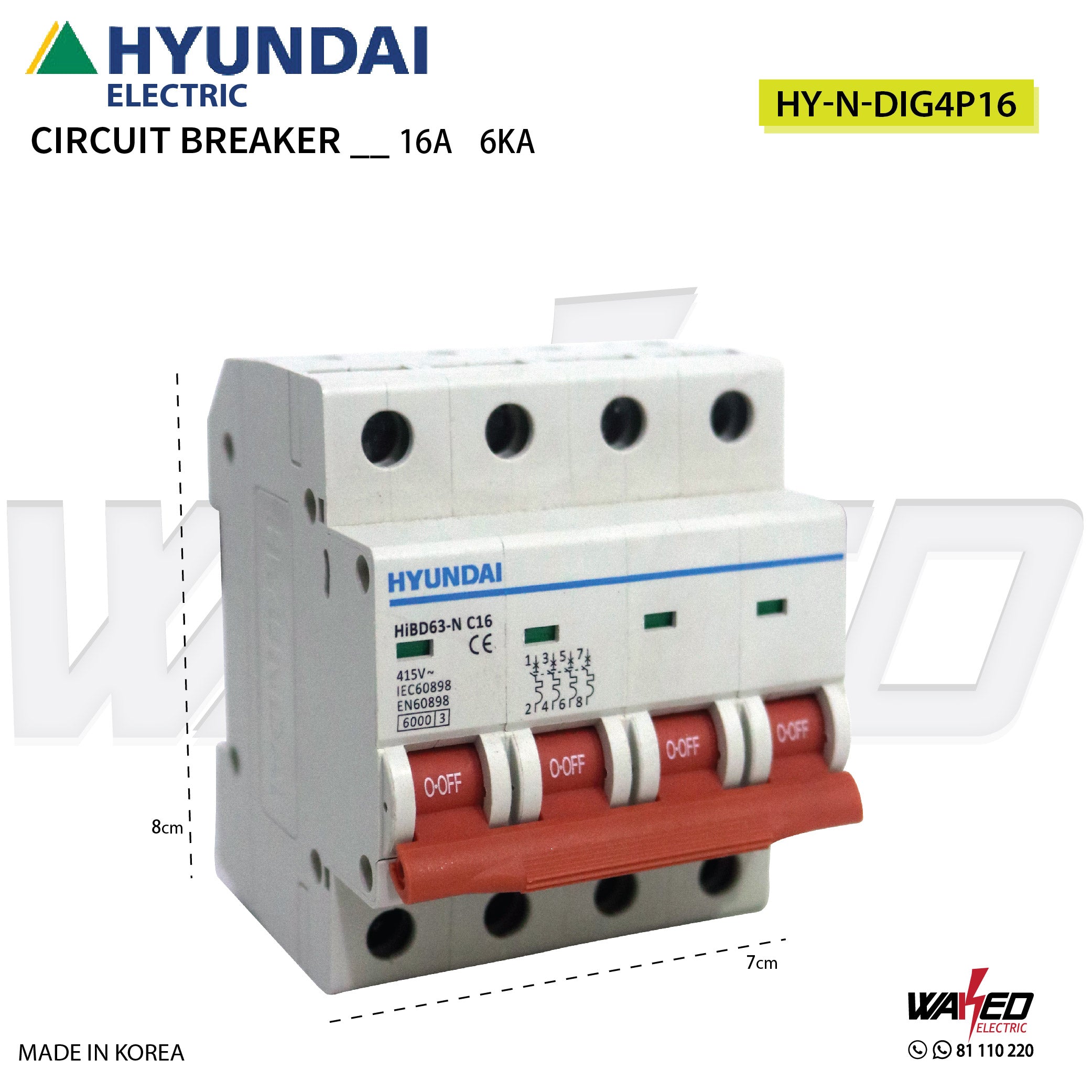 Hyundai 4 Phase 6KA Circuit Breaker - High Performance Electrical Protection for Industrial & Commercial Use