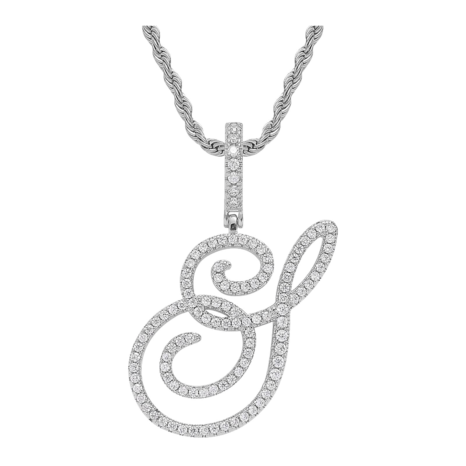 Diamond Letter Pendant Necklace for Men & Women - Hip Hop Style Silver Chain Jewelry with Capital Letter Charms | Perfect for Gifts, Parties, and Everyday Wear