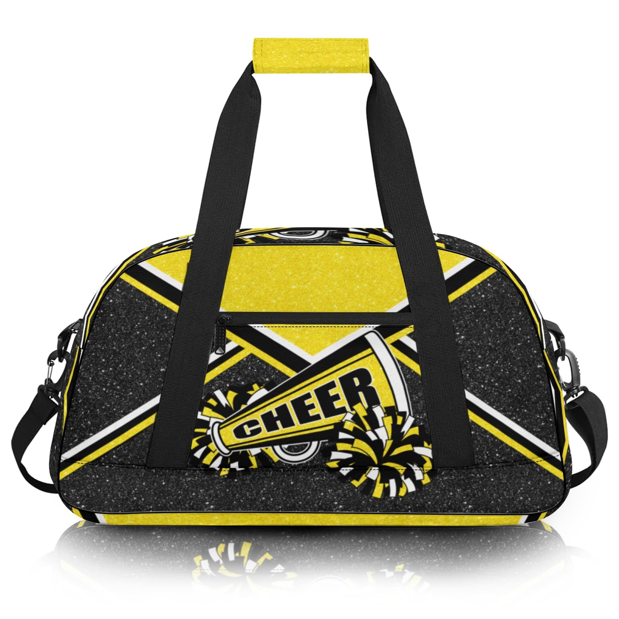 Cheerleader Gym Bag for Women - Large Cheerleading Duffle Bag with Shoe Compartment, Waterproof Travel Weekender Overnight Bag for Sports & Dance (Gold) - Perfect for Competitions, Gyms & Team Travel