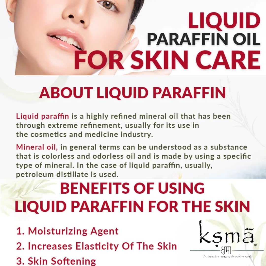 Ksma Light Liquid Paraffin 400g - Premium Cosmetic Grade for Soap Making, Shampoo, Lotion, Moisturizer | DIY Personal Care for Face, Hair, Skin & Body | Perfect for Home Spa, Handmade Cosmetics & Beauty Treatments (1 Pack)