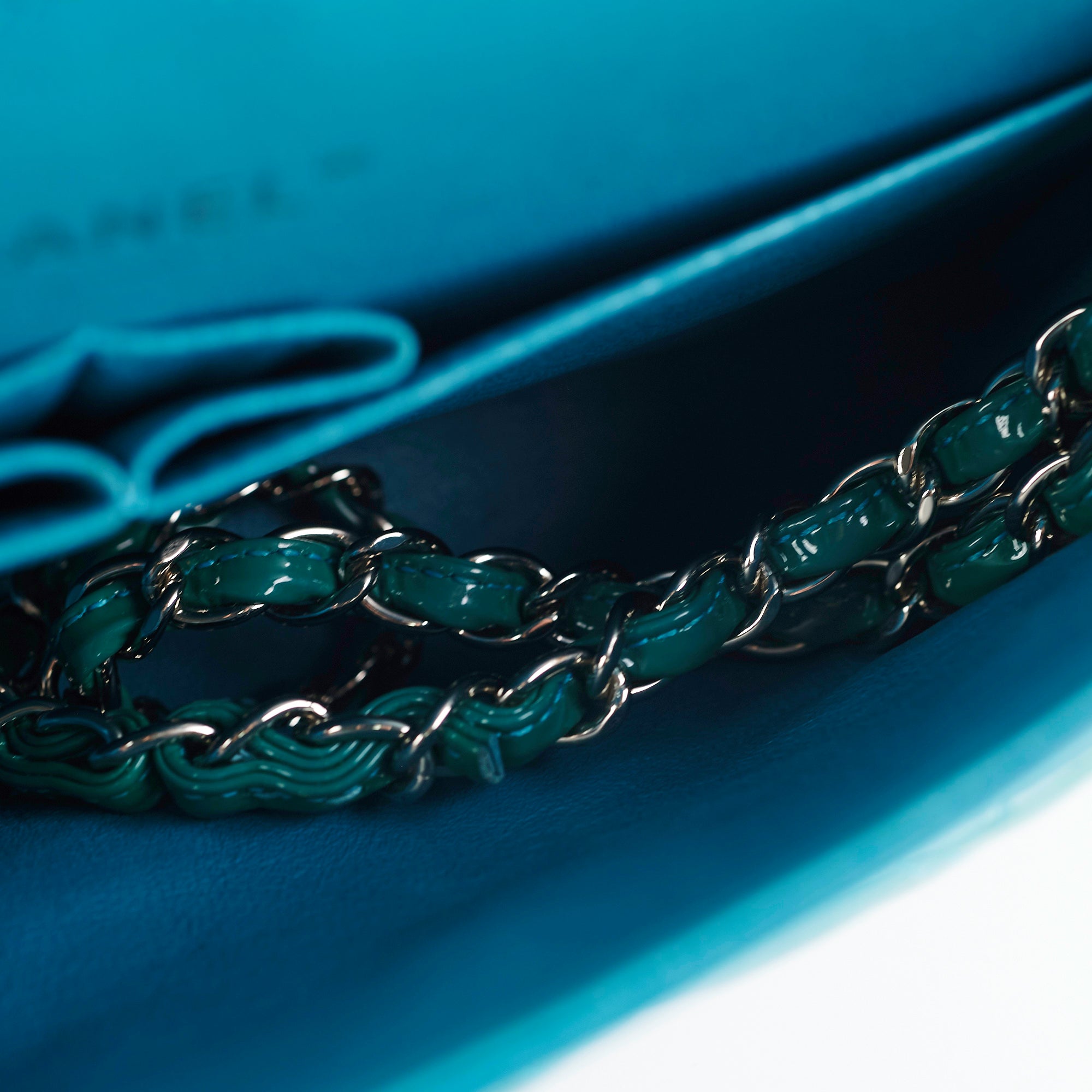 Chanel Quilted Patent Leather Medium Large Classic Flap Bag in Teal - Luxury Handbag for Women, Perfect for Parties, Work & Special Occasions
