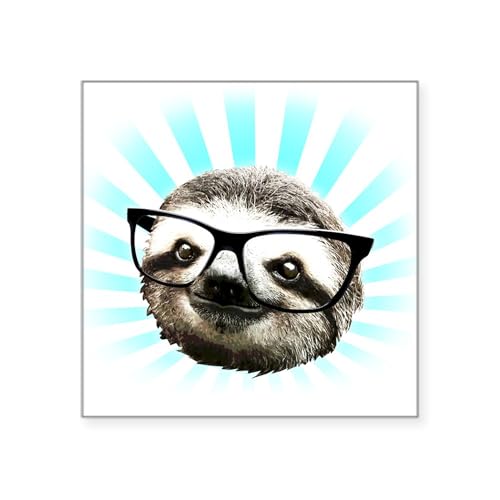 White - Cute! Hipster Sloth Sticker