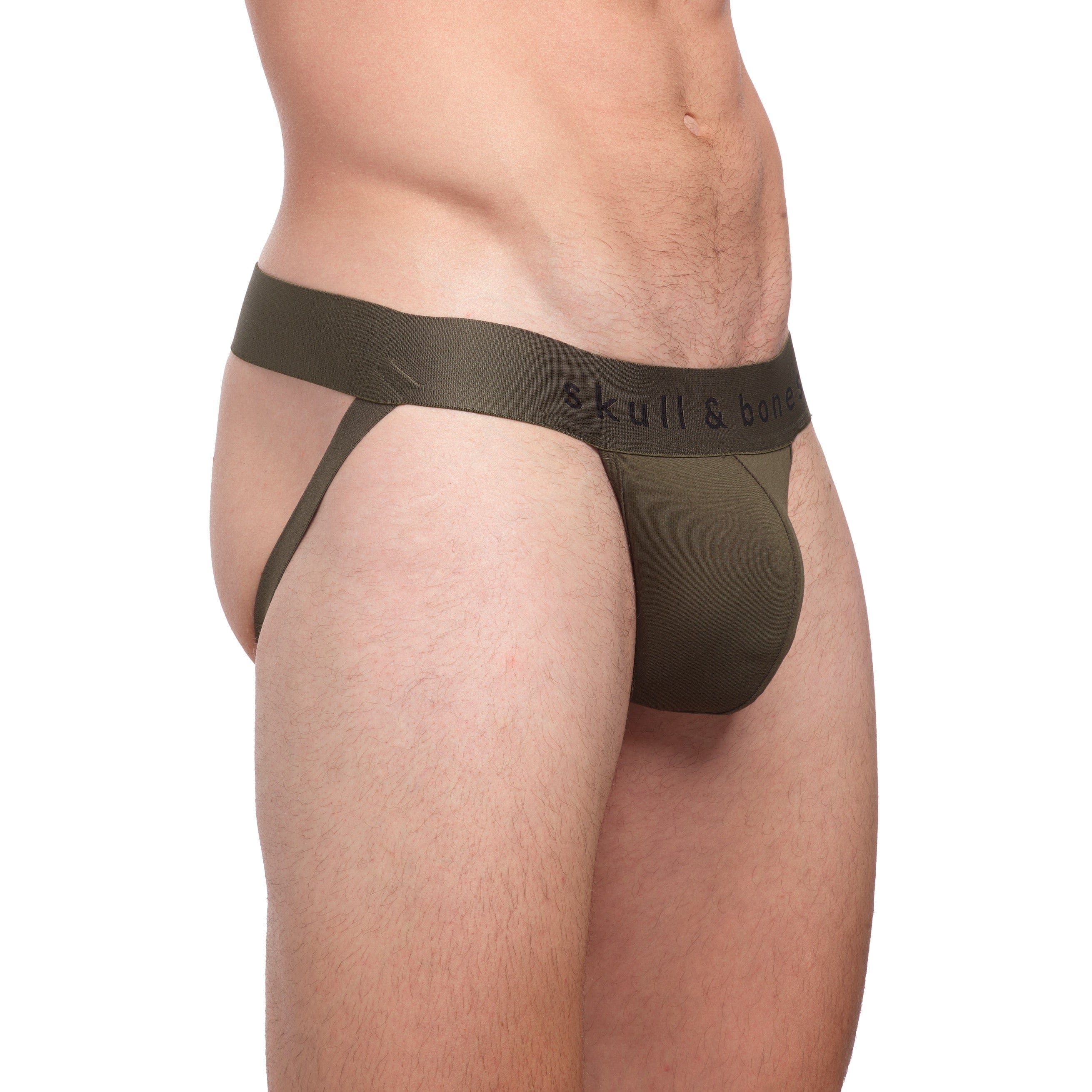 Just the Bones Jock Army Green - Premium Athletic Support Underwear for Men - Comfortable & Breathable for Sports, Workouts & Daily Wear