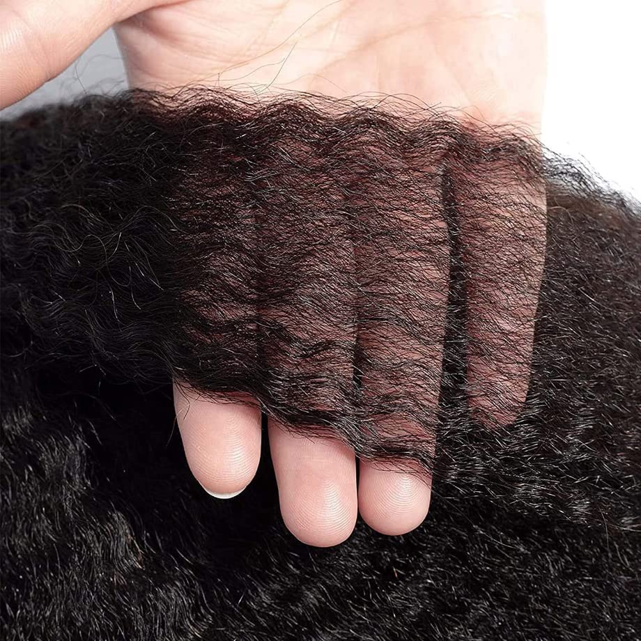 100% Unprocessed Brazilian Kinky Straight Human Hair Bundles - 3 Bundles (22/24/26 Inch) Yaki Straight Sew-in Hair Extensions - Natural Black for Everyday Wear & Special Occasions