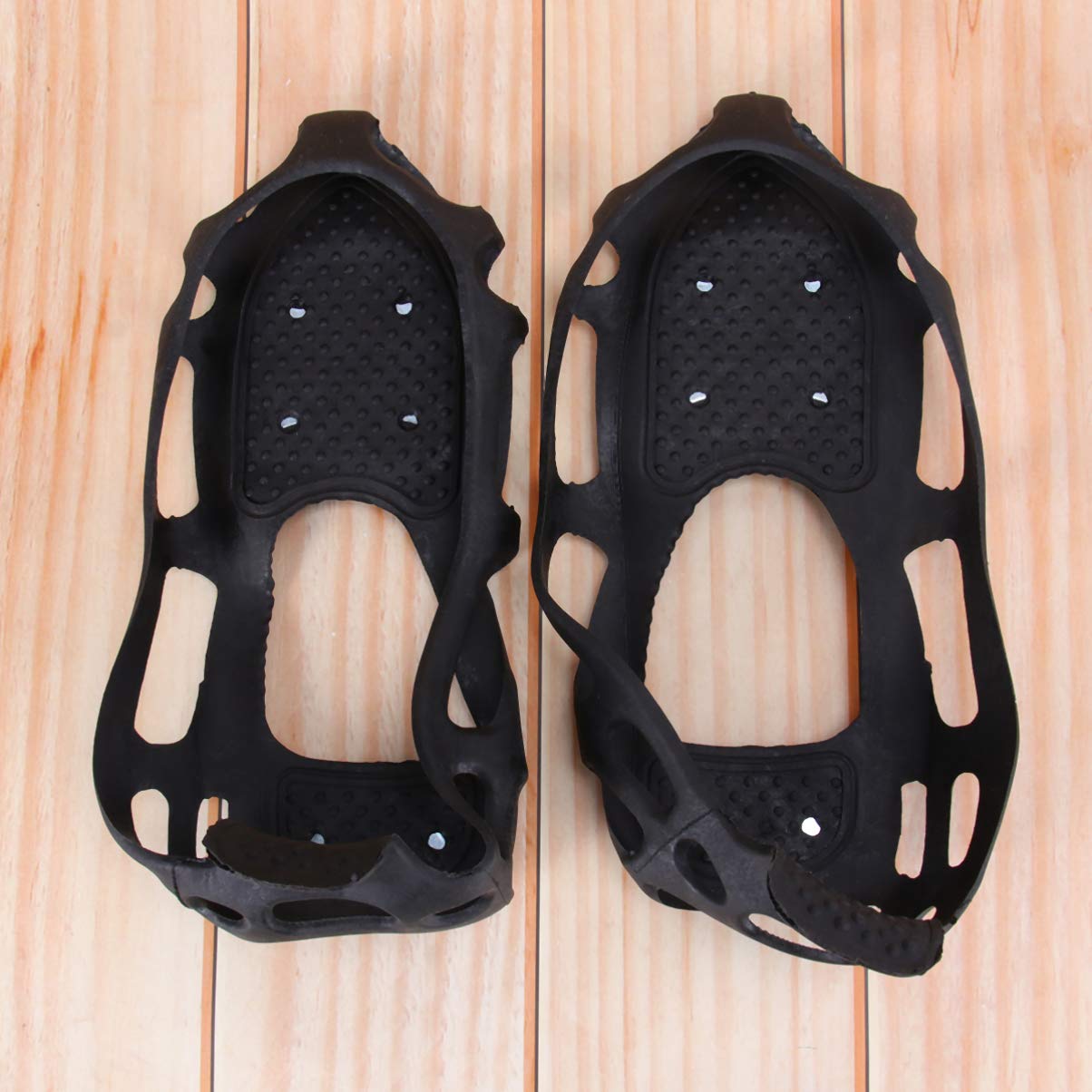 HEALLILY Anti-Slip Ice Cleats for Shoes - 24 Steel Spikes Traction Snow Grips for Winter Walking, Hiking, Climbing & Jogging - Black Size S - Perfect for Icy Sidewalks, Mountain Trails & Slippery Surfaces