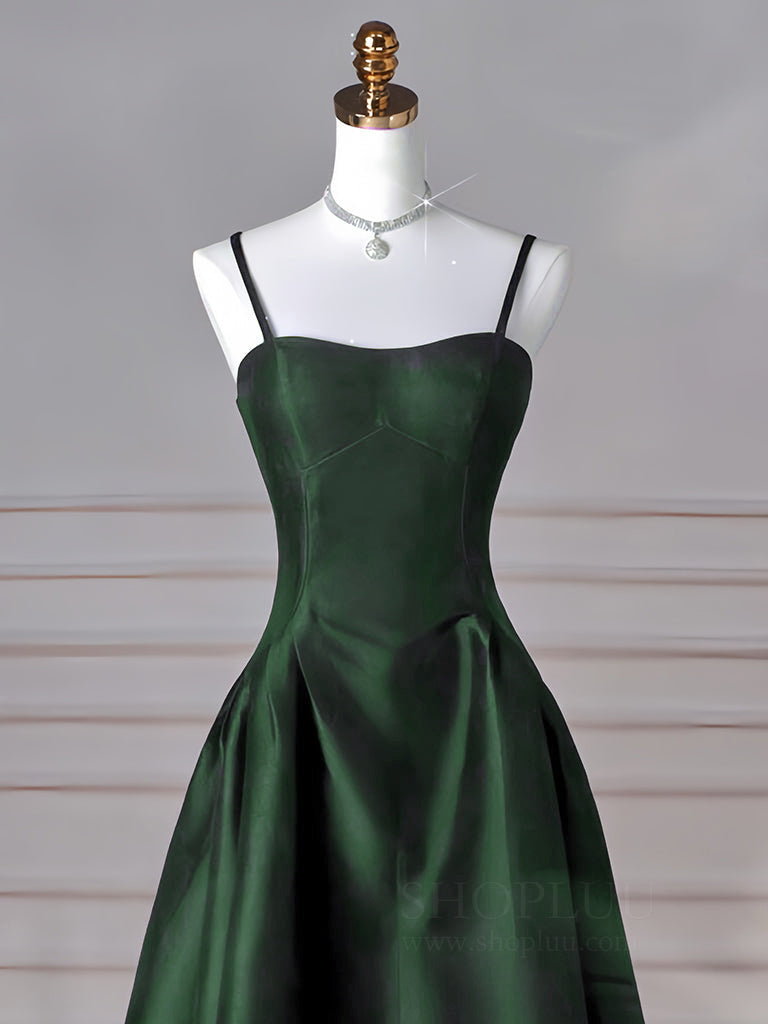 Elegant Olive Green Satin A-Line Long Prom Dress - Formal Evening Gown for Homecoming, Ball & Special Occasions