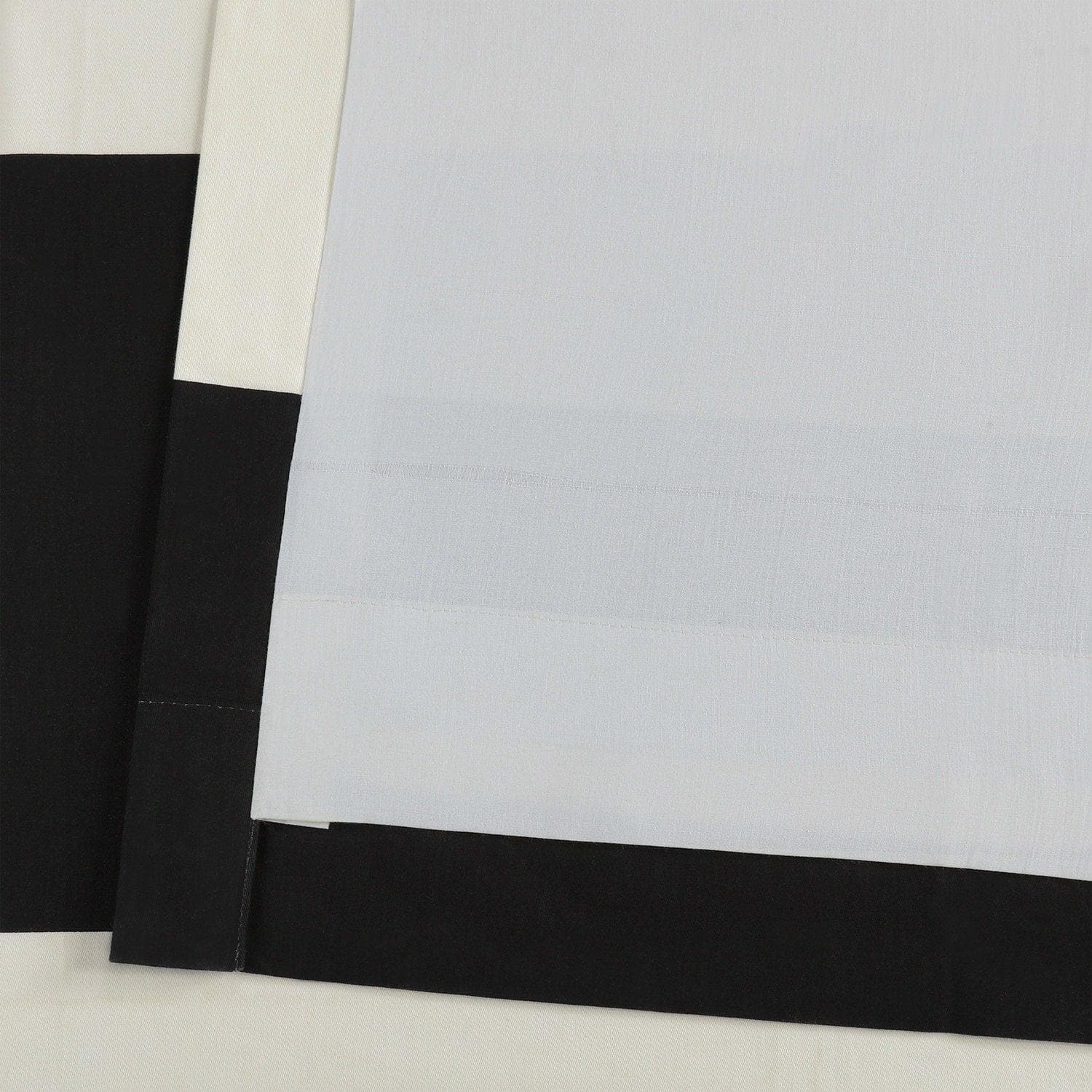 Onyx Black & Off White Horizontal Striped Grommet Blackout Curtains - 100% Cotton Room Darkening Drapes for Bedroom, Living Room & Home Decor