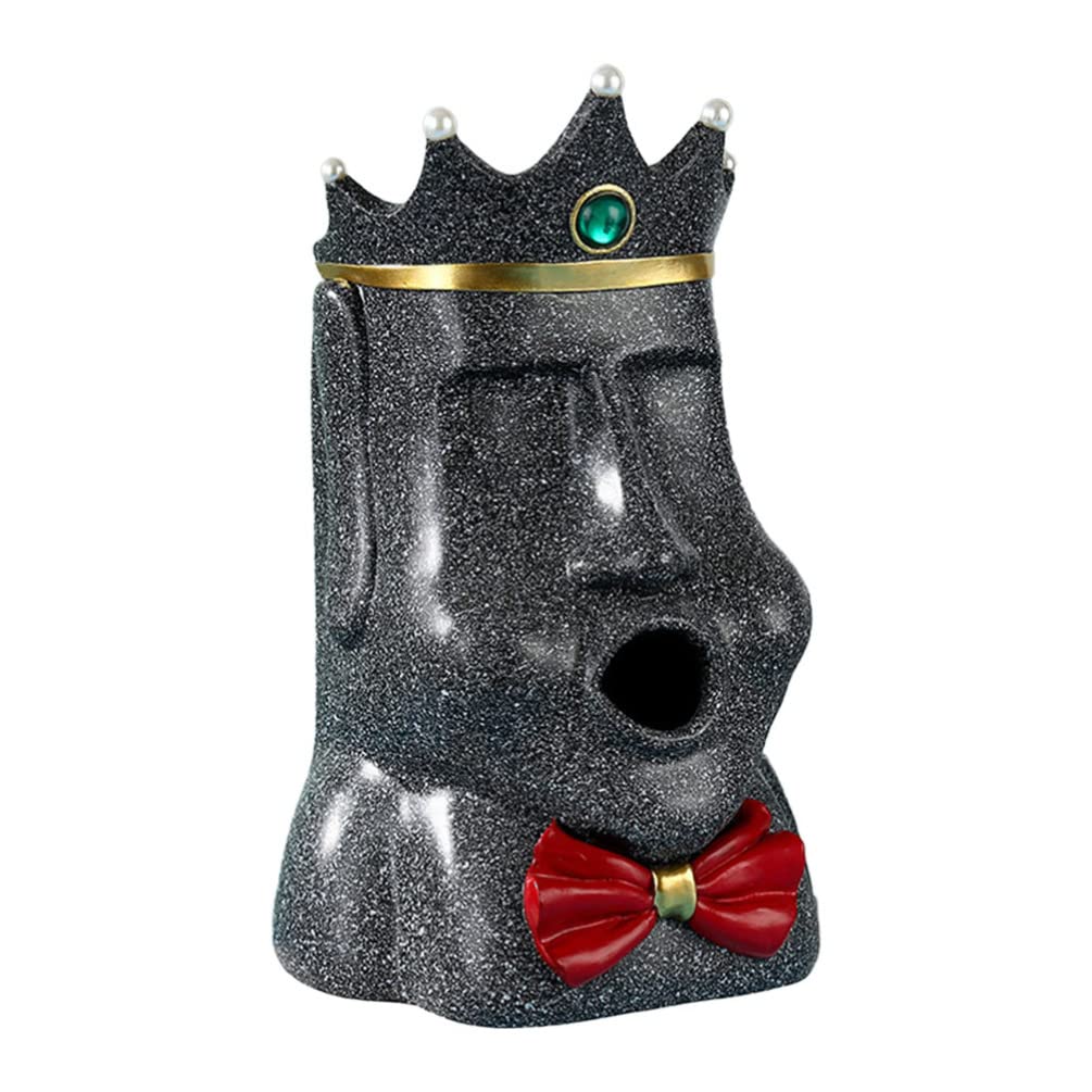 Easter Island Ahu Akivi Moai Statue - Stone Face Tissue Box Cover, Resin Garden Decor for Home & Office - Perfect for Living Room, Desk, Aquarium & Outdoor Decor