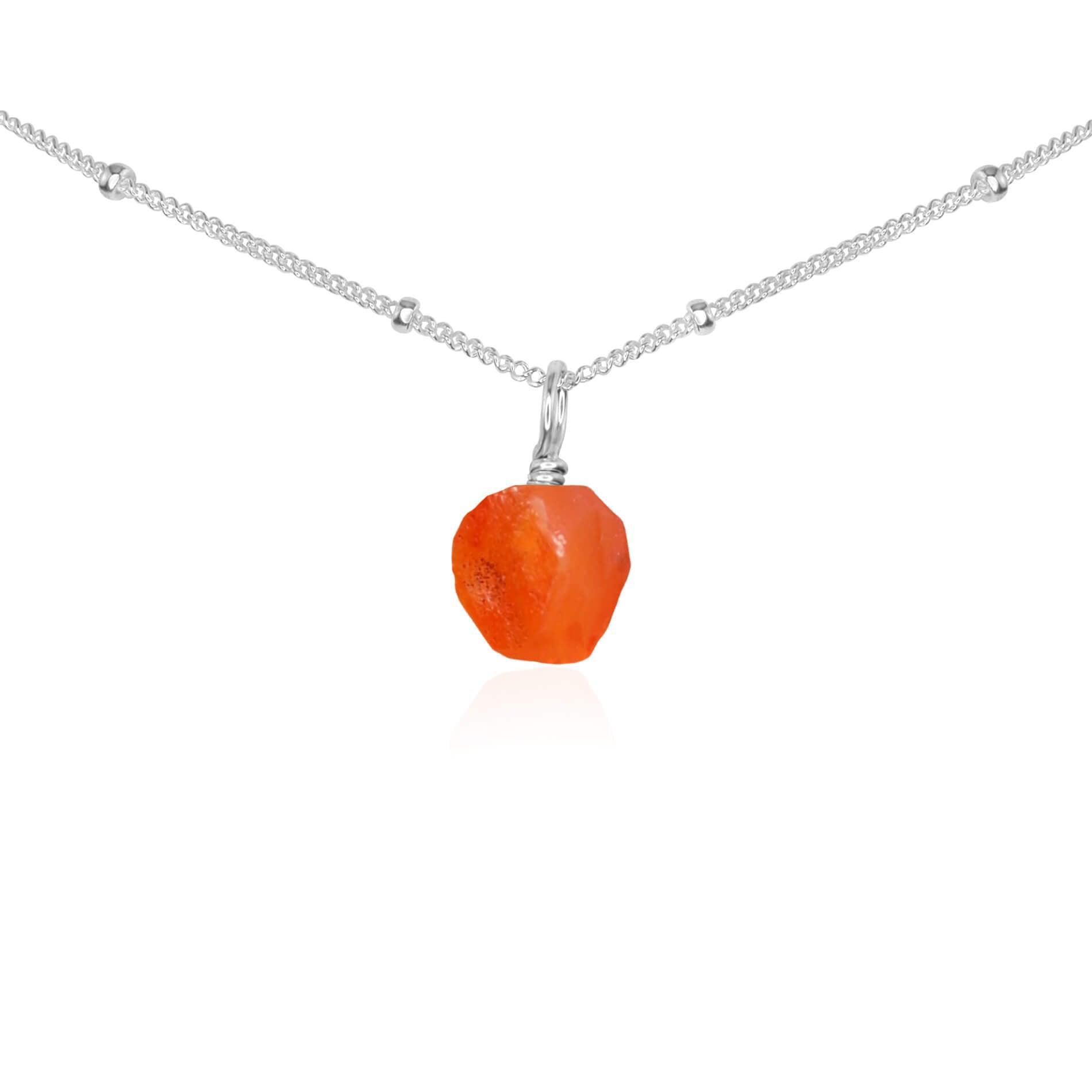 Natural Tiny Rough Carnelian Gemstone Pendant Choker Necklace for Women - Healing Crystal Jewelry for Energy, Protection & Spiritual Balance | Perfect for Meditation, Yoga & Everyday Wear
