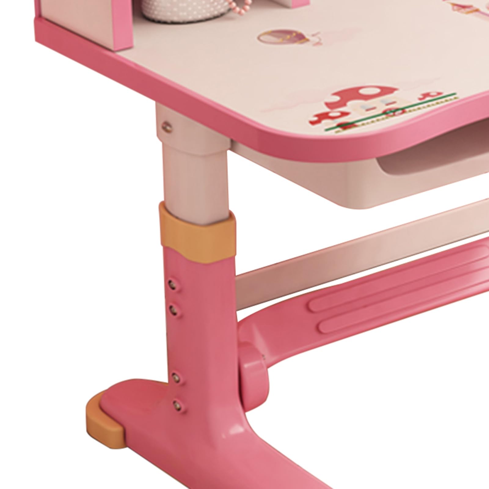 Adjustable Kids Study Desk and Chair Set with Storage Drawer - Ergonomic Children's Learning Table for Boys & Girls (Pink) - Perfect for Homeschooling, Online Classes & Bedroom Study Space