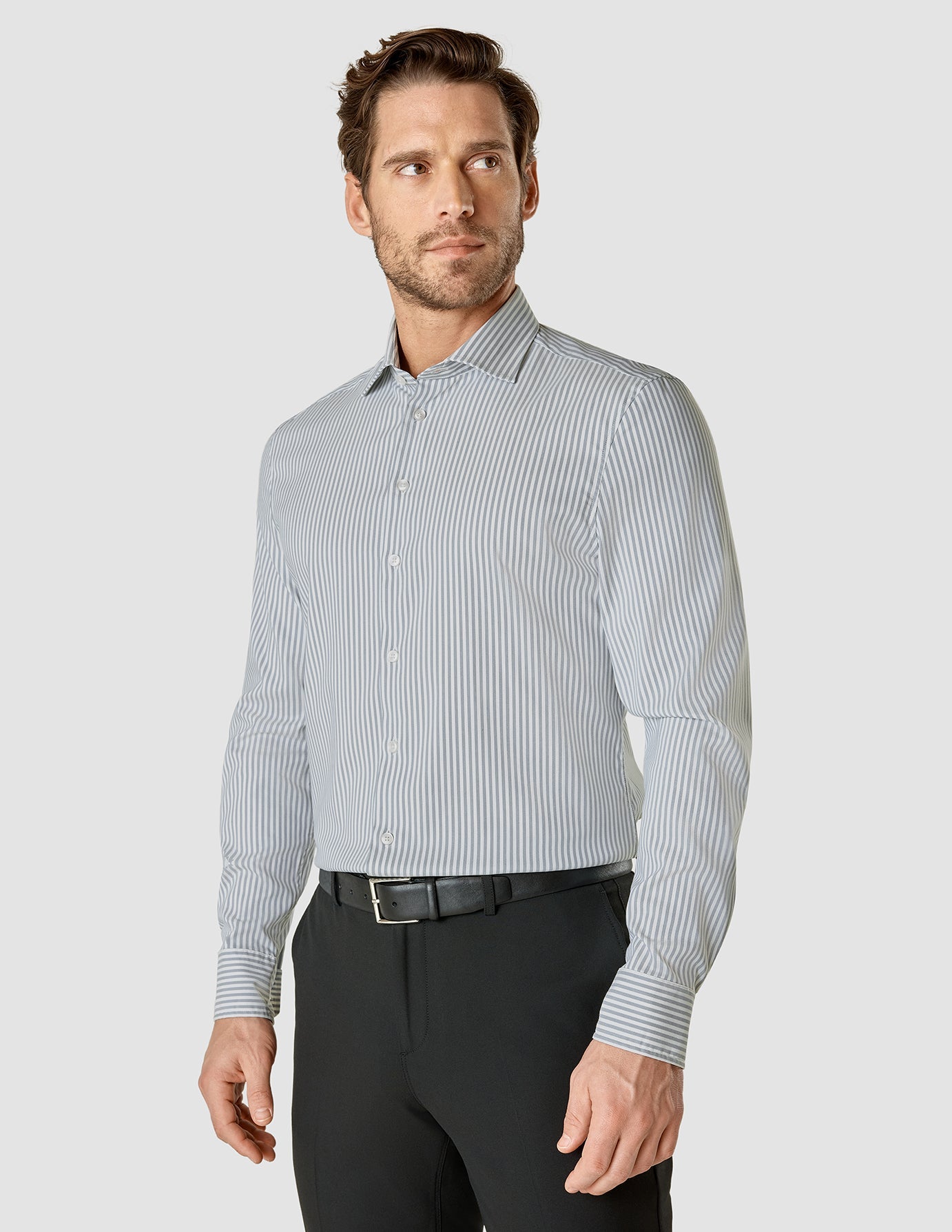 Premium Slim Fit Blue Mirage Stripes Dress Shirt for Men - Perfect for Business, Office & Formal Occasions