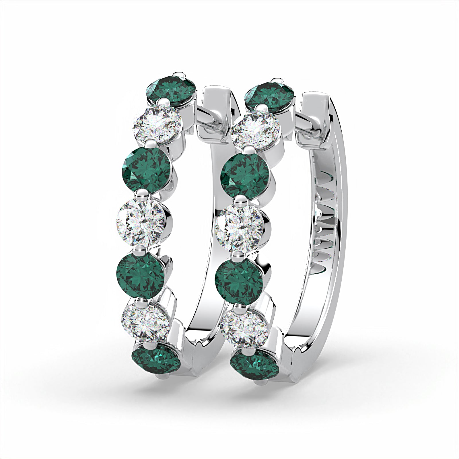 Emerald & Diamond Hoop Earrings for Women - 14K Gold Plated Luxury Dangle Earrings - Perfect for Weddings, Parties & Special Occasions