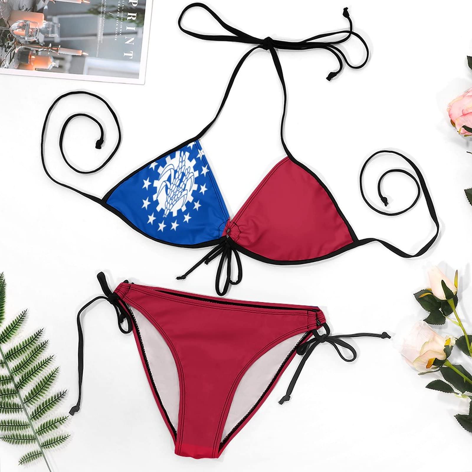 Myanmar Flag Bikini Set for Women - Large Size Swimwear for Beach, Pool Party & Summer Vacation | Patriotic Swim Suit with Myanmar National Flag Design