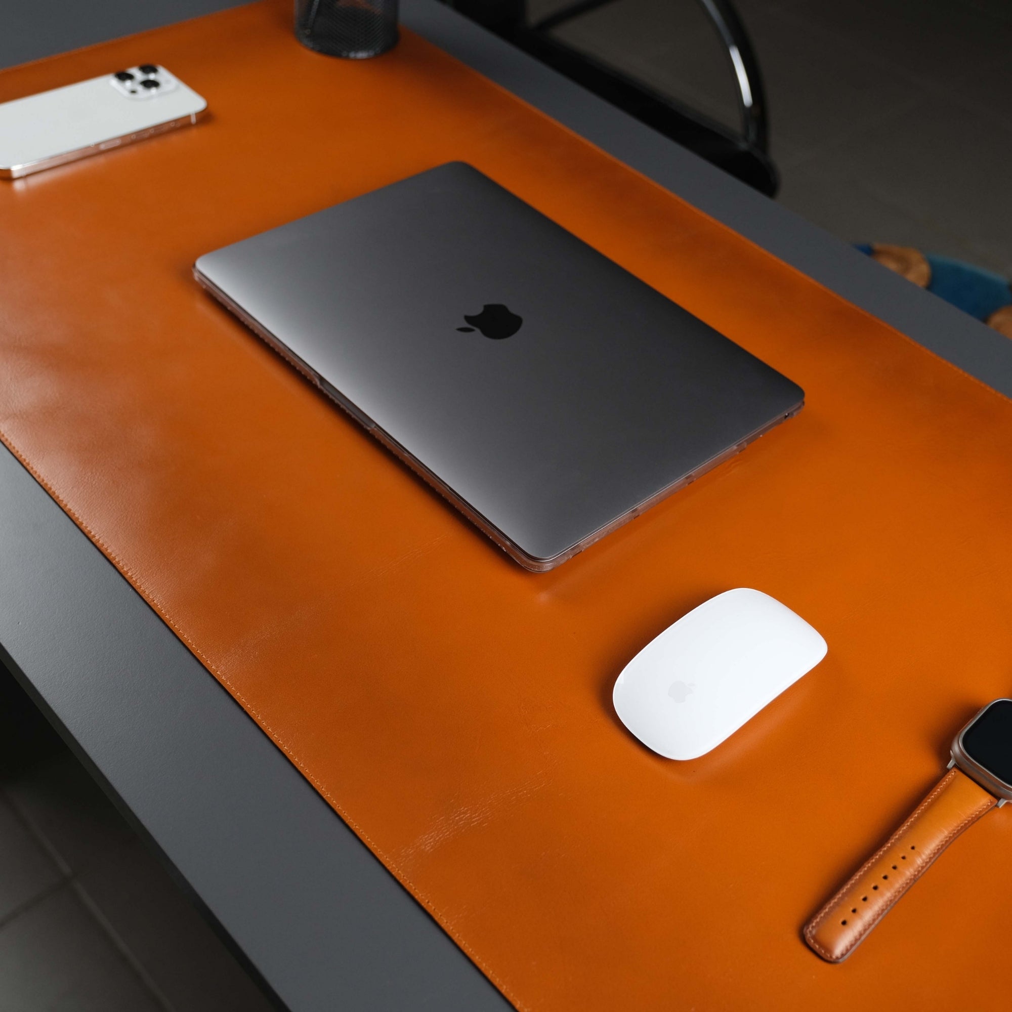 Premium Jersey Tan Leather Desk Pad - Non-Slip Office & Home Writing Surface for Desks, Laptops, and Workspaces | Perfect for Work, Study, and Home Office Organization