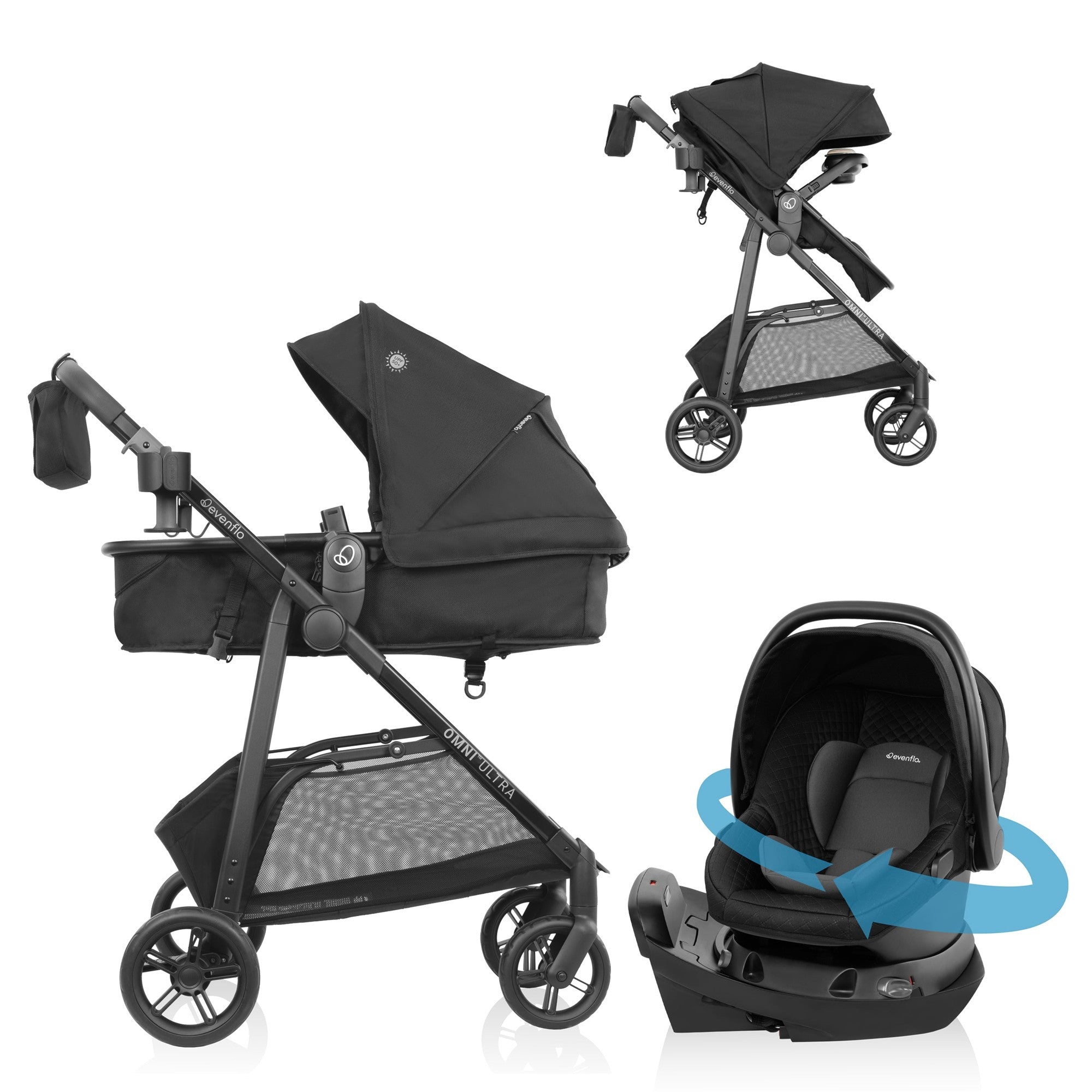 Evenflo Omni Ultra Travel System - Lightweight Stroller & Car Seat Combo for Babies & Toddlers | Perfect for Travel, Shopping & Daily Use