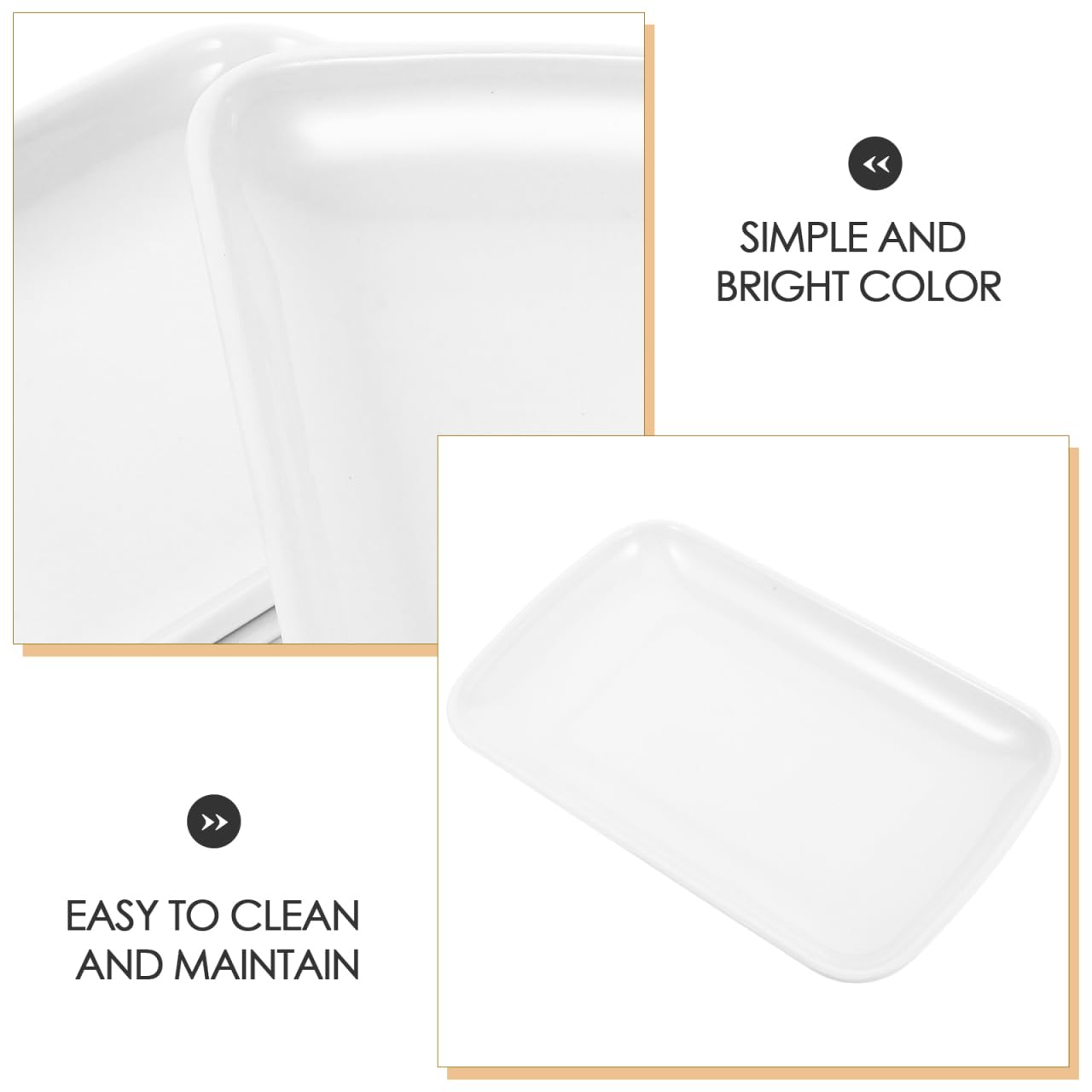 Hemoton 4-Piece 7.5 Inch White Melamine Rectangular Salad Plates - Microwave & Oven Safe Appetizer Serving Trays for Dessert, Fruit, Sushi, Dinner Parties - Perfect for Indoor/Outdoor Dining, Picnics & Entertaining