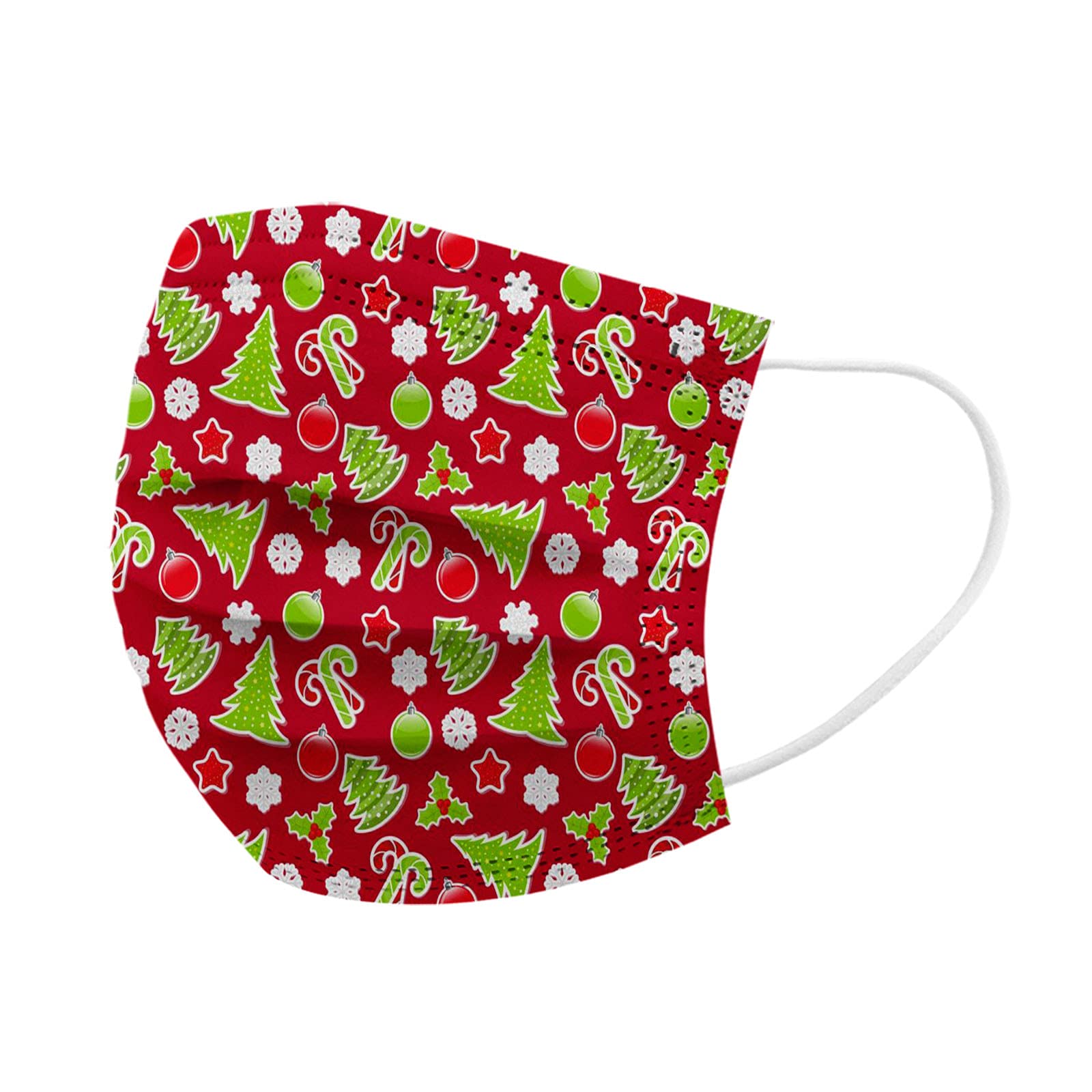 10Pcs Kids Christmas Disposable Face Masks - Colorful Xmas Tree Pattern with Nose Wire & Elastic Earloop, 3-Ply Breathable Face Covering for Boys Girls Holiday Party, School, Travel & Winter Protection