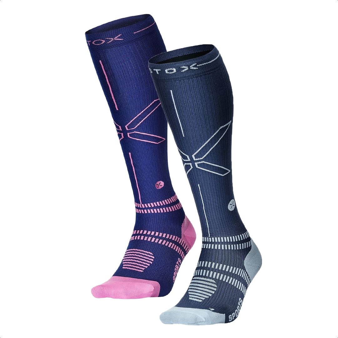 STOX Energy Socks - Women's Performance Compression Socks for Sports & Running - Premium Quality Muscle Support Socks - Reduce Injuries & Muscle Pain - Faster Recovery & Less Leg Fatigue - Ultra Comfortable Athletic Socks for Workout, Marathon, Hiking & Daily Wear