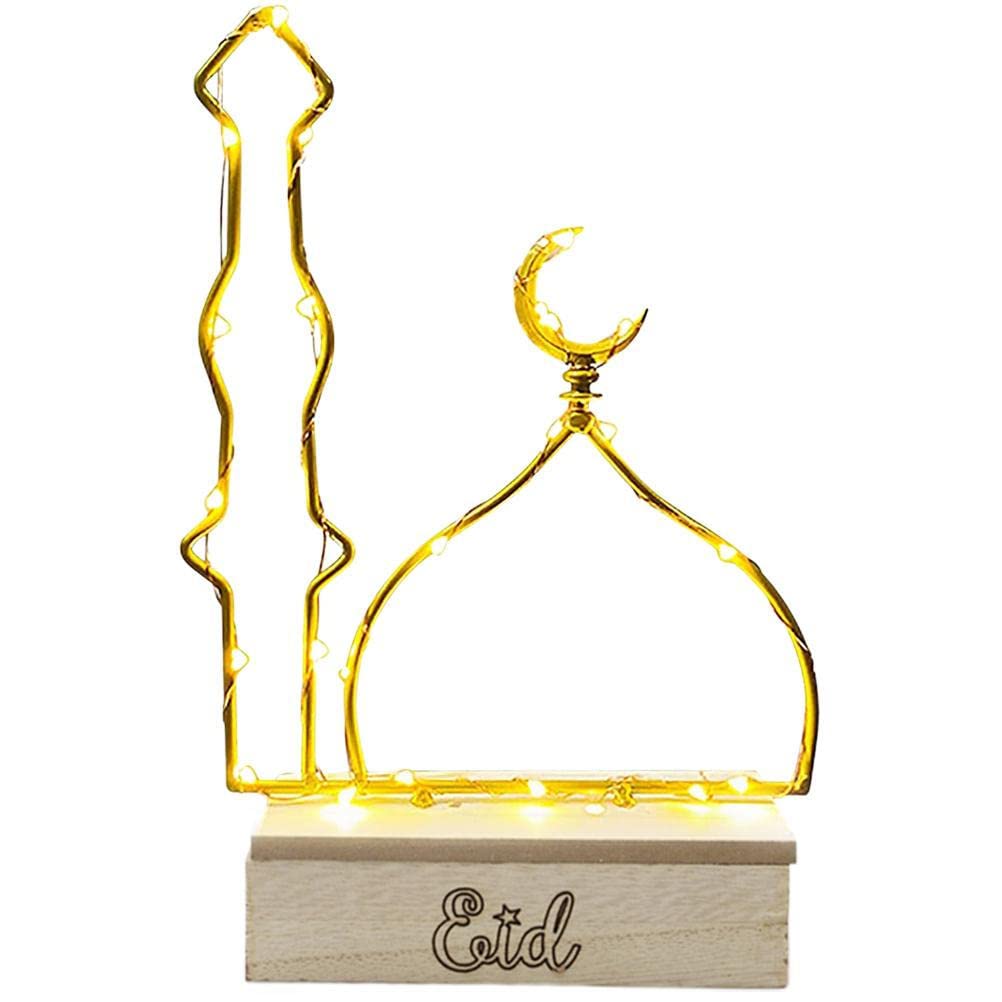 SFNTION Decorative LED Moonlight Lamp - Eid & Ramadan Iron Ornament with Warm White Light, Durable Metal Home Decor for Bedroom, Living Room, Party & Festival Celebration