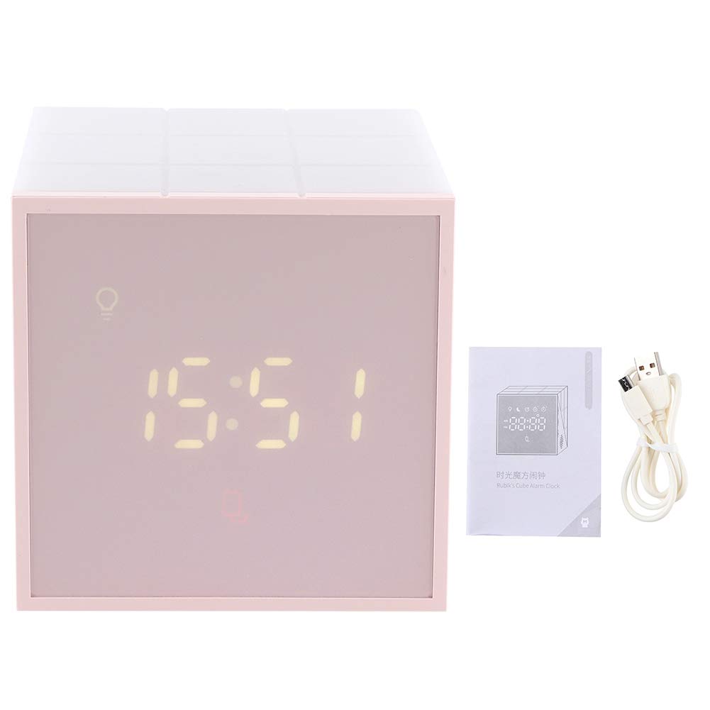 Smart LED Alarm Clock with Voice Control - Night Light for Bedroom, Kids Room, Study & Powder Rooms - Pink Indoor Lighting for Home & Cabinets