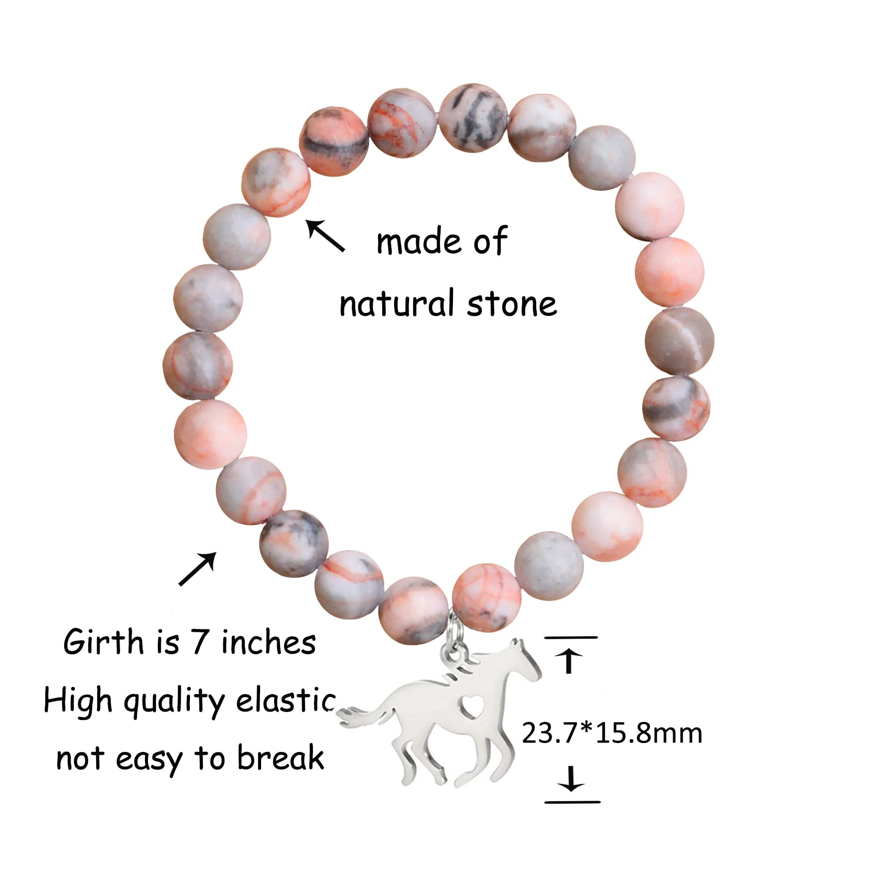 Baydurcan Horse Bracelet for Women & Teens - Natural Stone Horse Jewelry, Unique Birthday Gift for Horse Lovers - Perfect for Equestrian Events, Outdoor Adventures & Everyday Wear