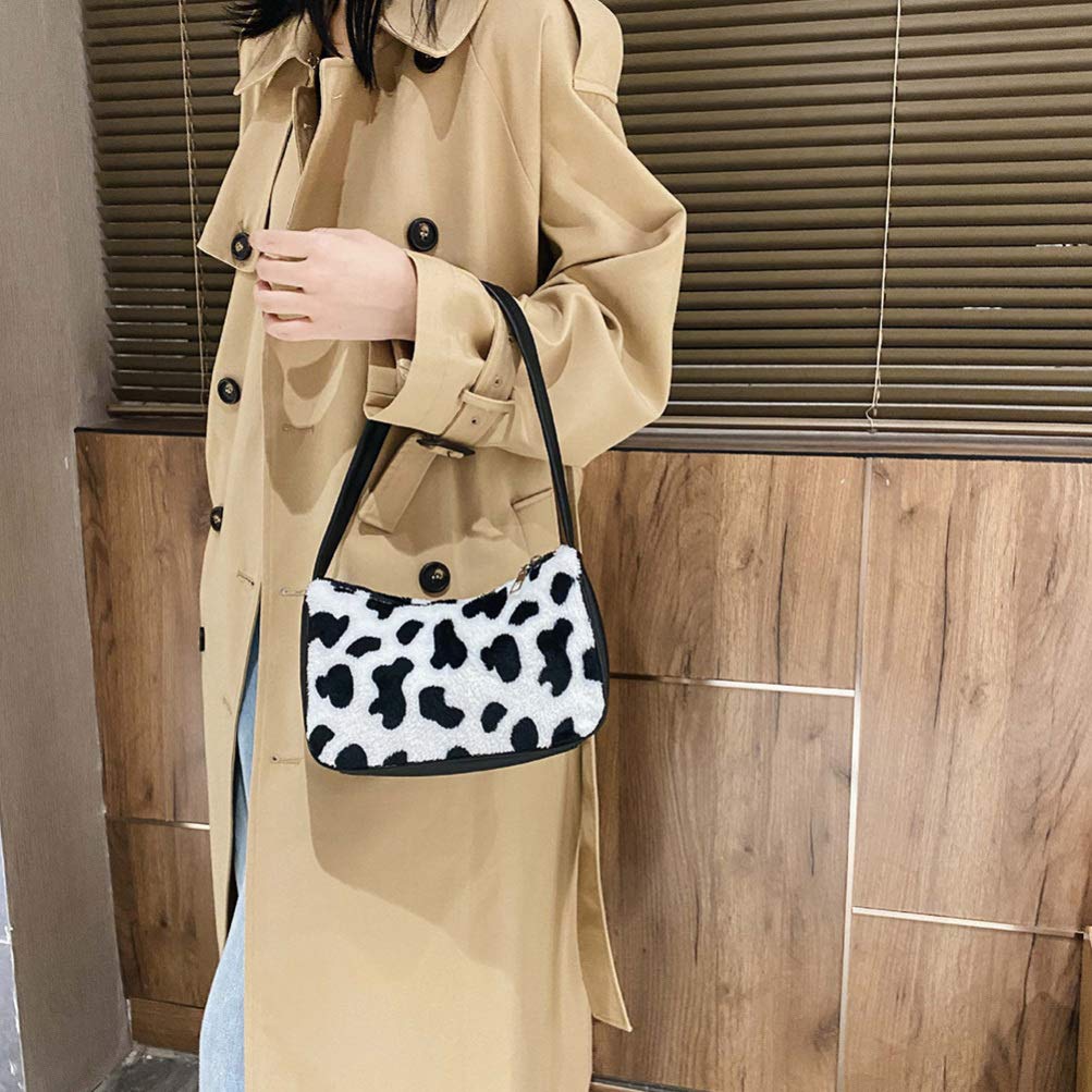 VALICLUD Women's Mini Shoulder Bag - Faux Fur Cow Print Crossbody Purse & Clutch Handbag for Casual Outings, Parties, and Daily Use
