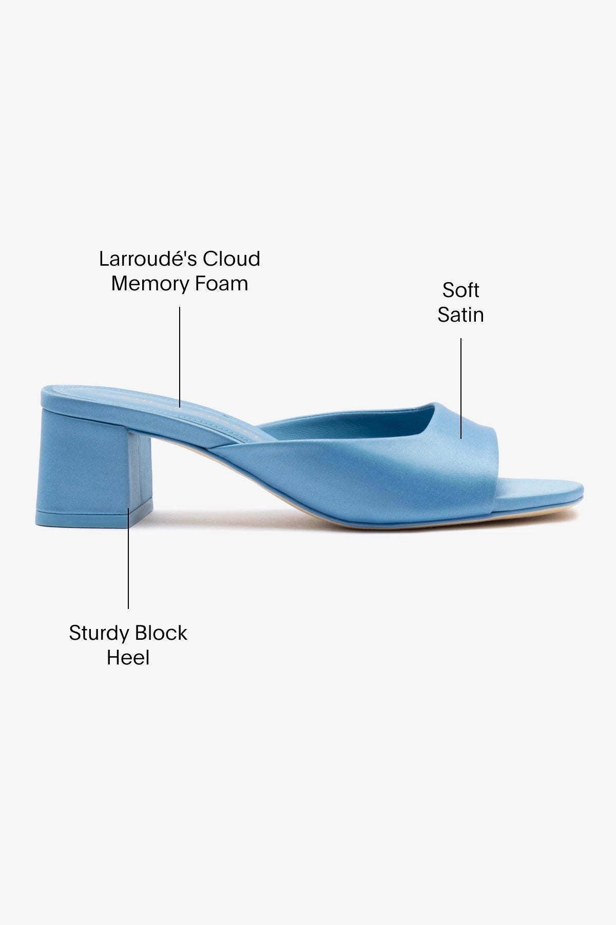 Chloe Gosselin by Larroudé Anah Mule - Blue Satin Women's Shoes | Elegant Slip-On Mules for Casual Outings & Evening Events