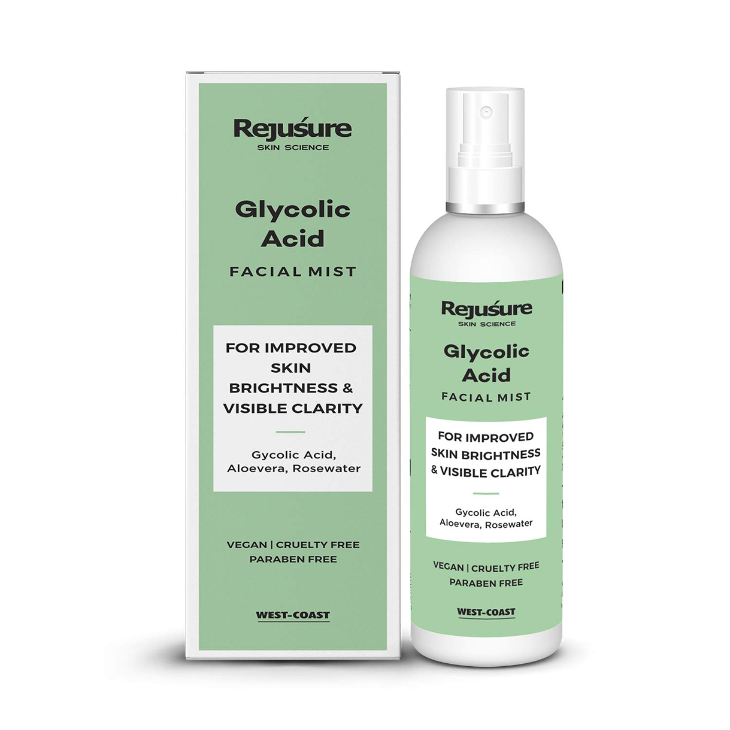Rejusure Glycolic Acid Face Mist - Exfoliating & Hydrating Facial Spray for Skin Brightness & Clarity | 100ml | Perfect for Daily Skincare Routine & On-the-Go Refreshment