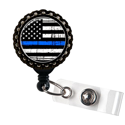 Blue Lives Matter Retractable Badge Reel - Law Enforcement ID Holder with Resin Design - Perfect for Police Officers, Security Guards & First Responders