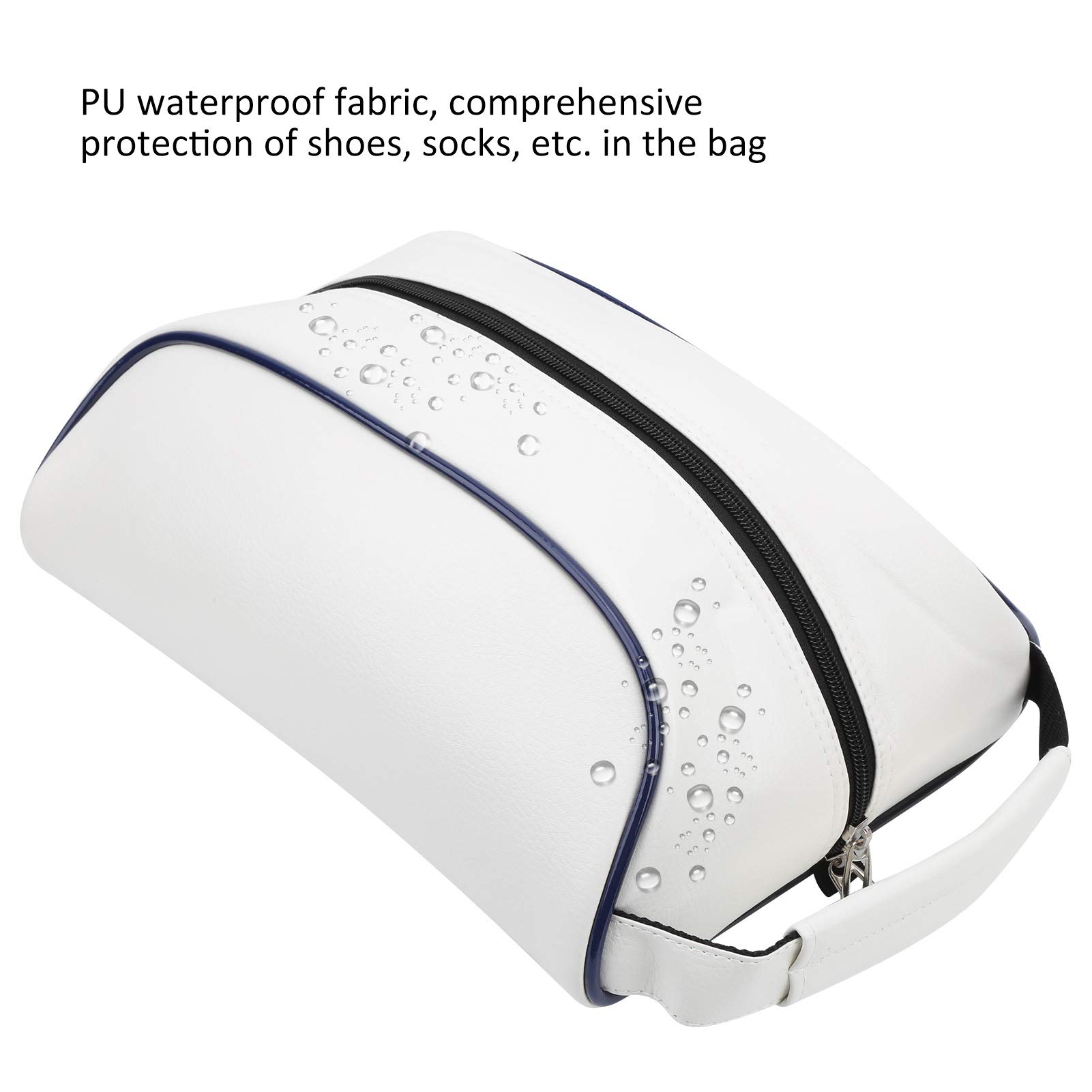 EVTSCAN Premium PU Leather Golf Shoe Bag - Waterproof Dustproof Travel Shoe Carrier for Men & Women - Perfect for Golf Course, Gym, Travel & Home Storage (White)