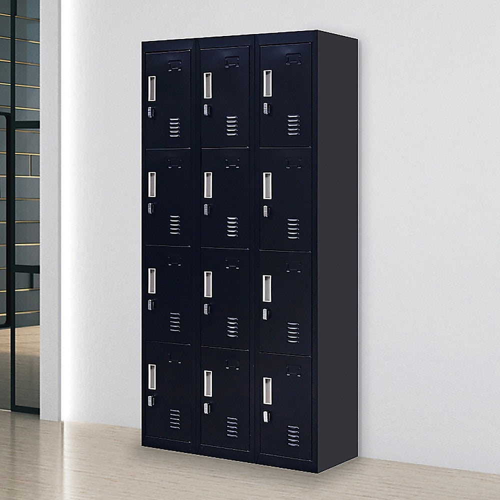 12-Door Locker Cabinet - Heavy Duty Steel Storage for Office, Gym, School & Home - Secure Padlock Operated - Perfect for Employee Storage, Sports Equipment & Personal Belongings