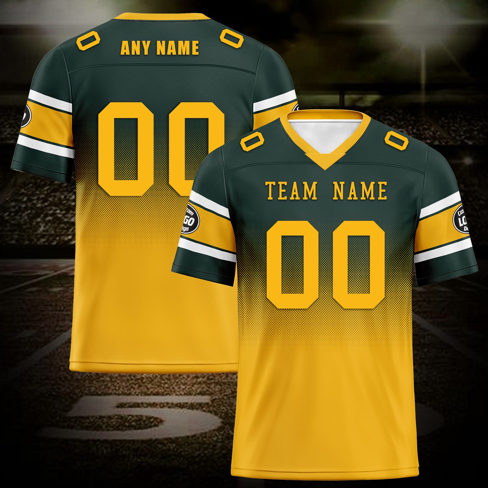 Custom Green & Yellow Green Bay Packers Football Jersey & Hat Combo - Personalized NFL Fan Gear for Men & Women - Perfect for Game Day, Tailgating & Sports Events
