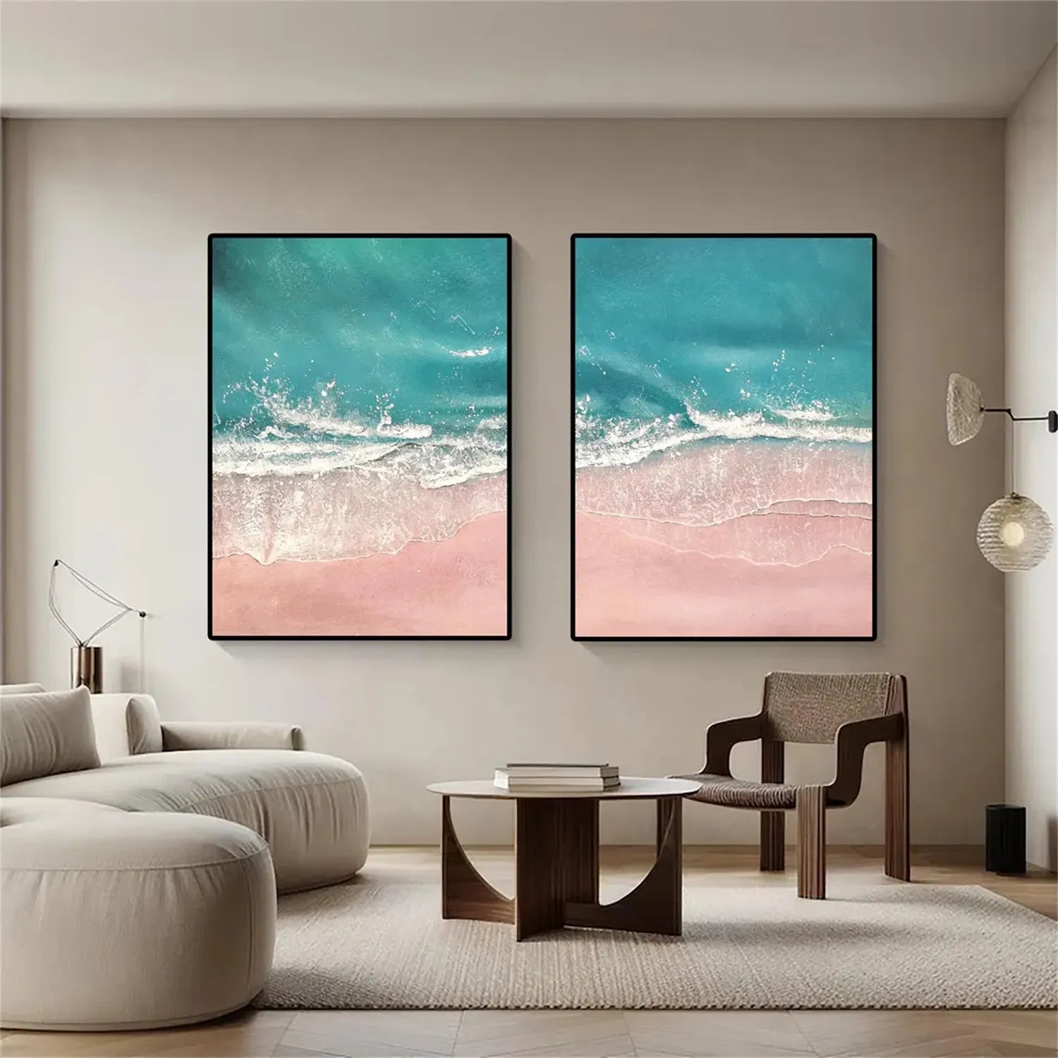 Ocean and Sky Painting Set of 2 - Handmade Wall Art for Living Room & Bedroom Decor - Coastal Themed Canvas Prints for Home Office