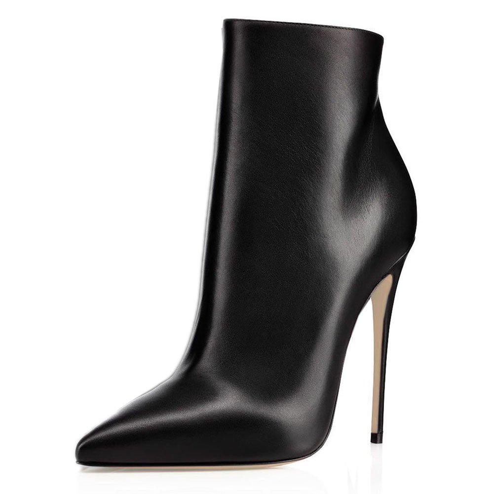 COLETER Women's Black Ankle Boots - Pointed Toe Stiletto Heel Dress Booties for Autumn | Fashionable Fall & Winter Boots for Office, Party & Date Night Outfits