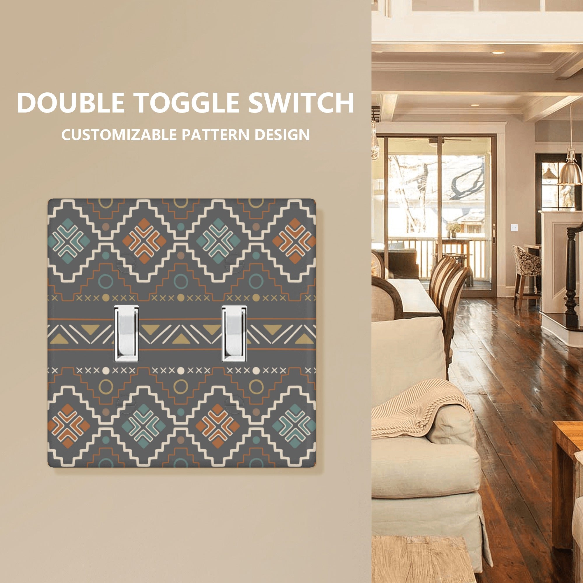 Southwestern Style Wall Plate Set of 3 - Decorative Switch Plate Covers for Home Decor - Perfect for Living Room, Bedroom, and Southwestern Themed Interiors