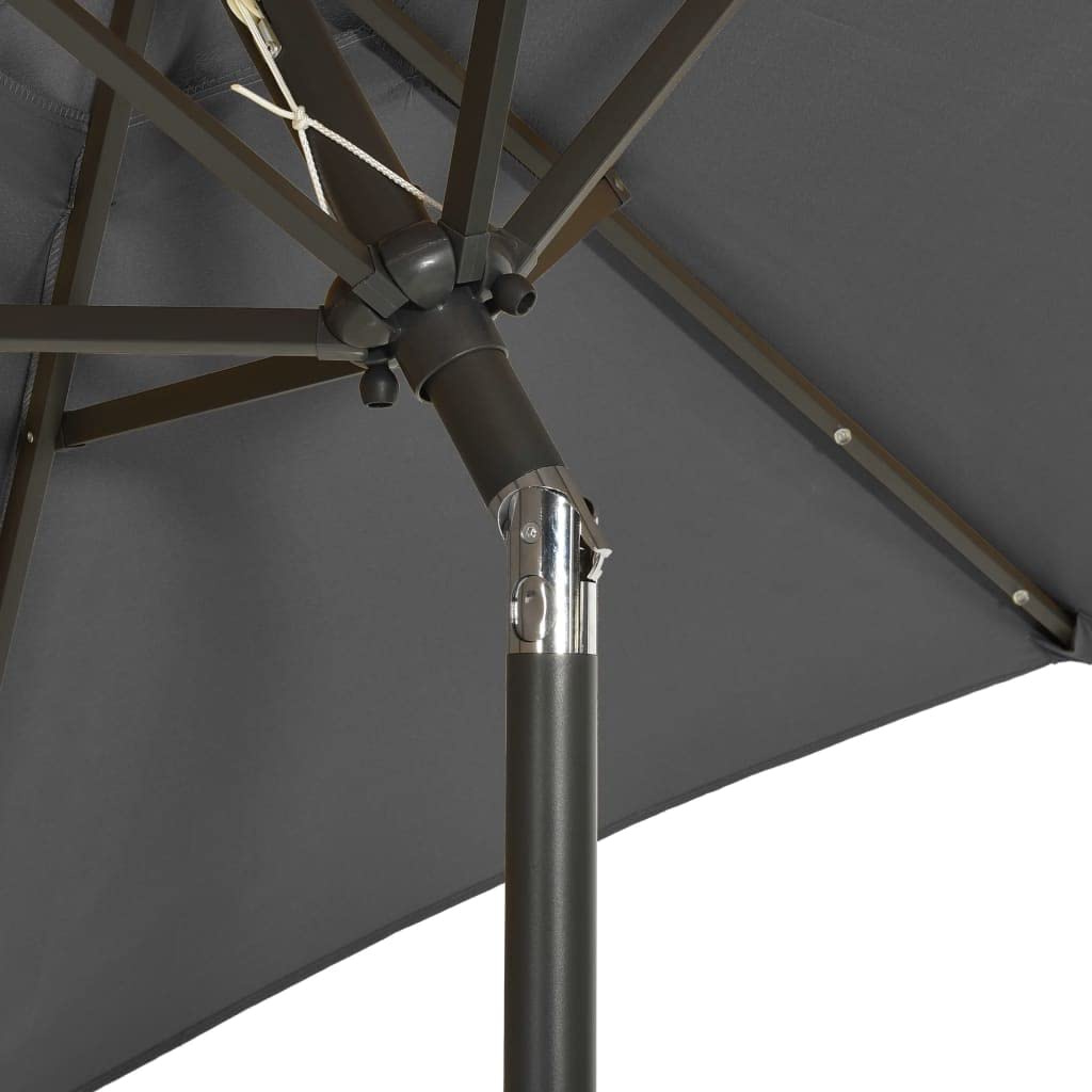 vidaXL LED Garden Parasol with Aluminum Frame - Patio Sunshade Canopy for Outdoor Dining, Poolside Lounging & Backyard Relaxation