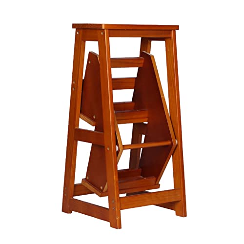 Foldable Wooden Step Stool - 3 Step Portable Ladder for Bathroom, Kitchen & Household Use - Non-Slip Shoe Bench & Flower Stand - Perfect for Reaching High Shelves, Organizing Shoes & Displaying Plants