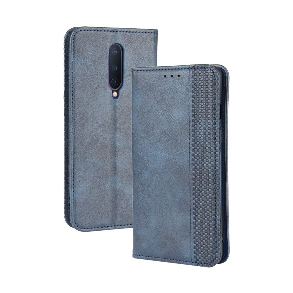 Premium PU Leather Flip Wallet Case for OnePlus 8 - Magnetic Closure Book Style Phone Cover with Card Slots | Perfect for Business, Travel & Daily Protection (Blue)