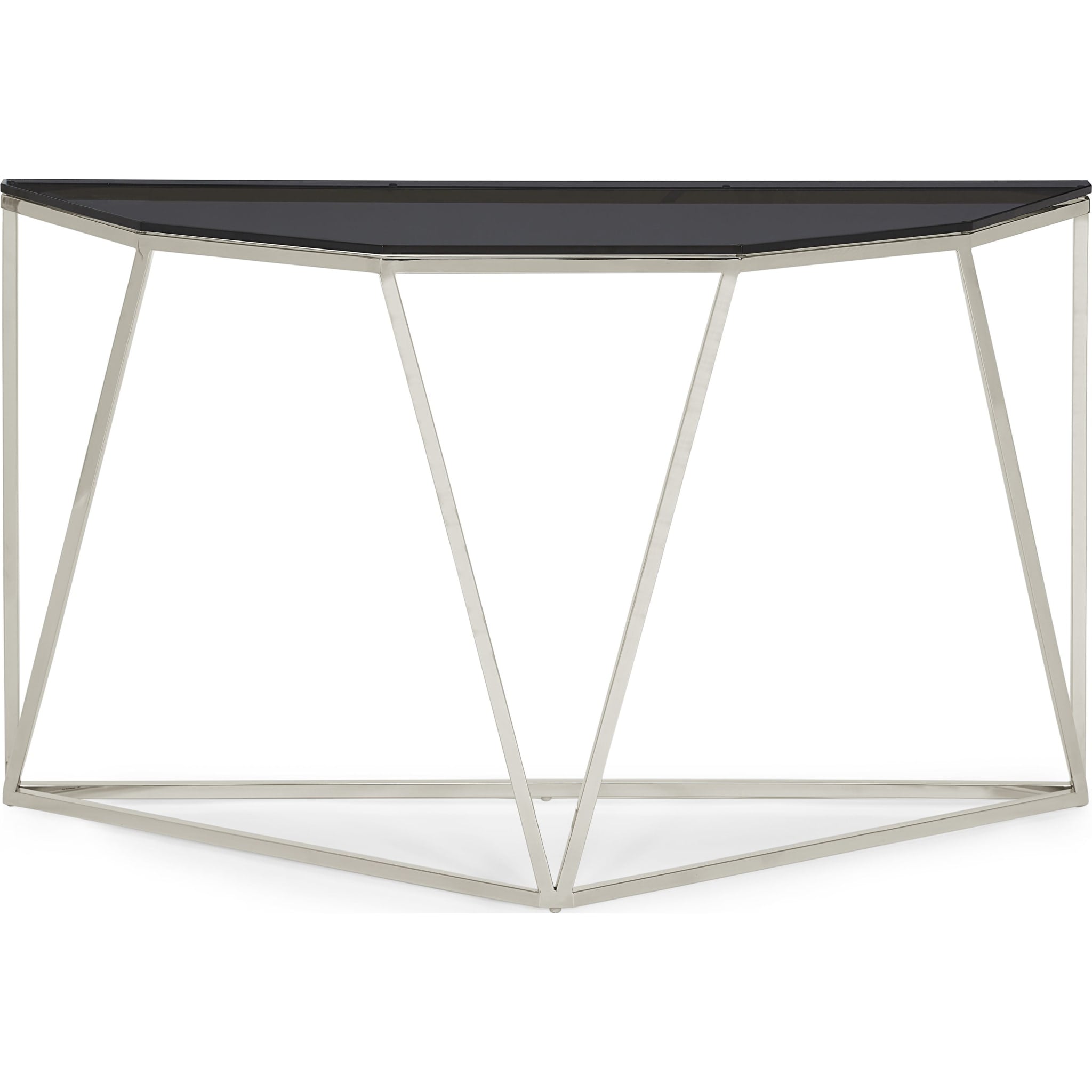 Modern Aria Smoked Glass & Stainless Steel Console Table - Elegant Entryway Furniture for Hallway, Living Room or Office Decor