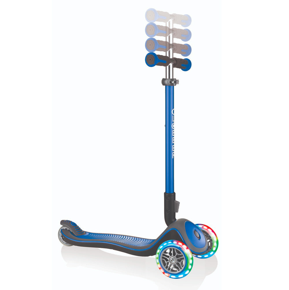 Globber Elite Deluxe Foldable Light Up Scooter for Kids - LED Wheels, Adjustable Handlebar, Portable Design - Perfect for Commuting, School, and Outdoor Fun