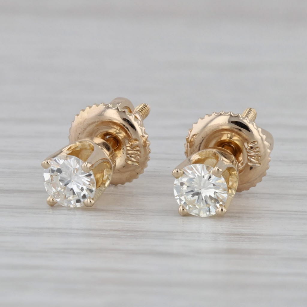 0.42ctw Diamond Stud Earrings 14k Gold Screw Back Pierced Round Solitaires - Perfect for Weddings, Anniversaries & Everyday Elegance