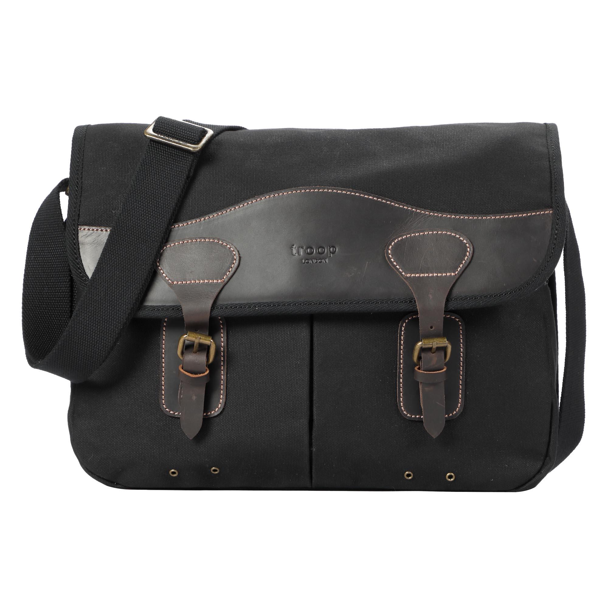 TRP0544 Troop London Heritage Canvas Messenger Bag for Men & Women - Durable 13 Inch Laptop Shoulder Bag - Perfect for Work, Travel & College Commute
