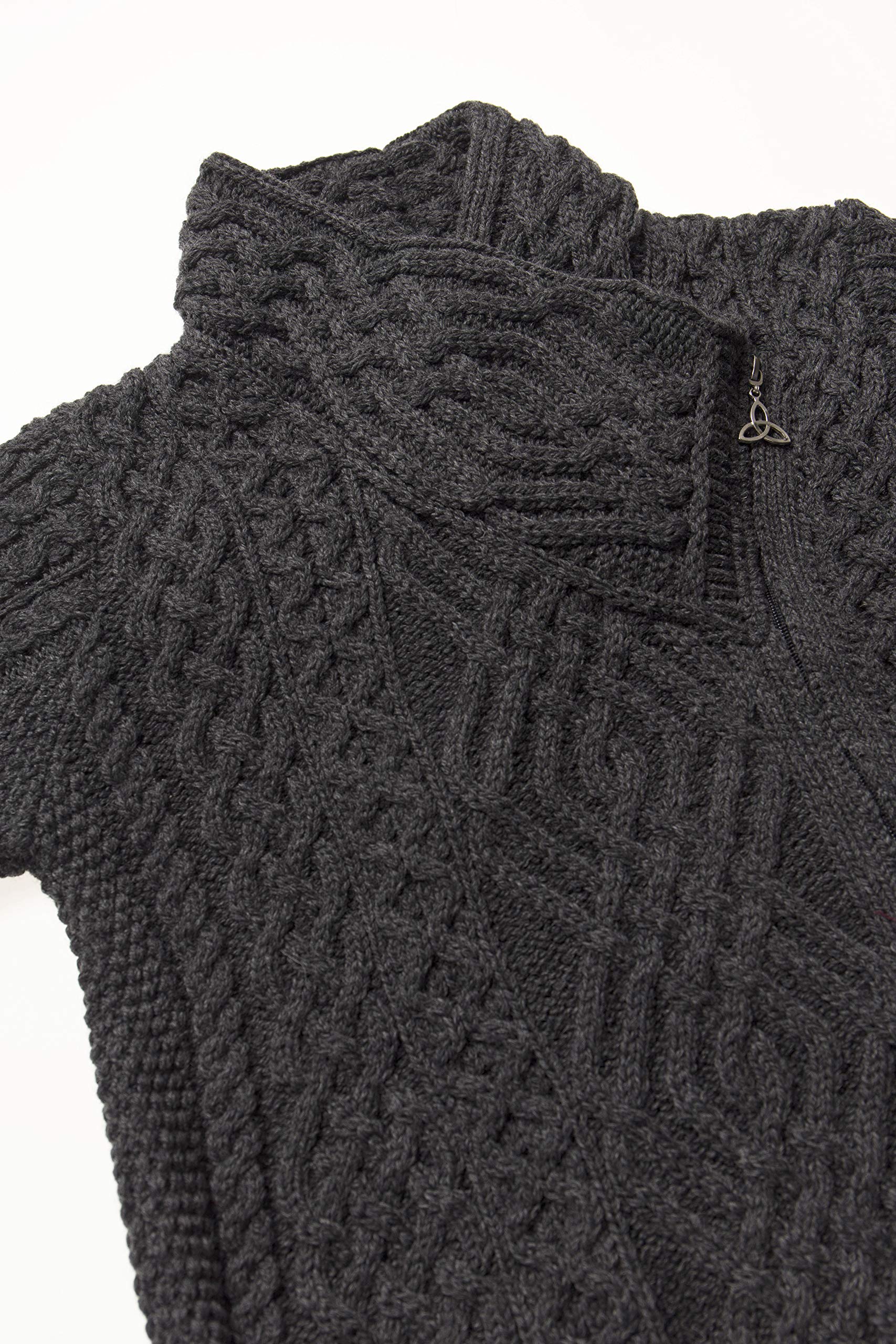 Aran Crafts Women's Irish Soft Cable Knit Side Zip Coat - 100% Merino Wool Winter Jacket for Women | Warm & Stylish Outerwear for Cold Weather, Travel & Outdoor Activities