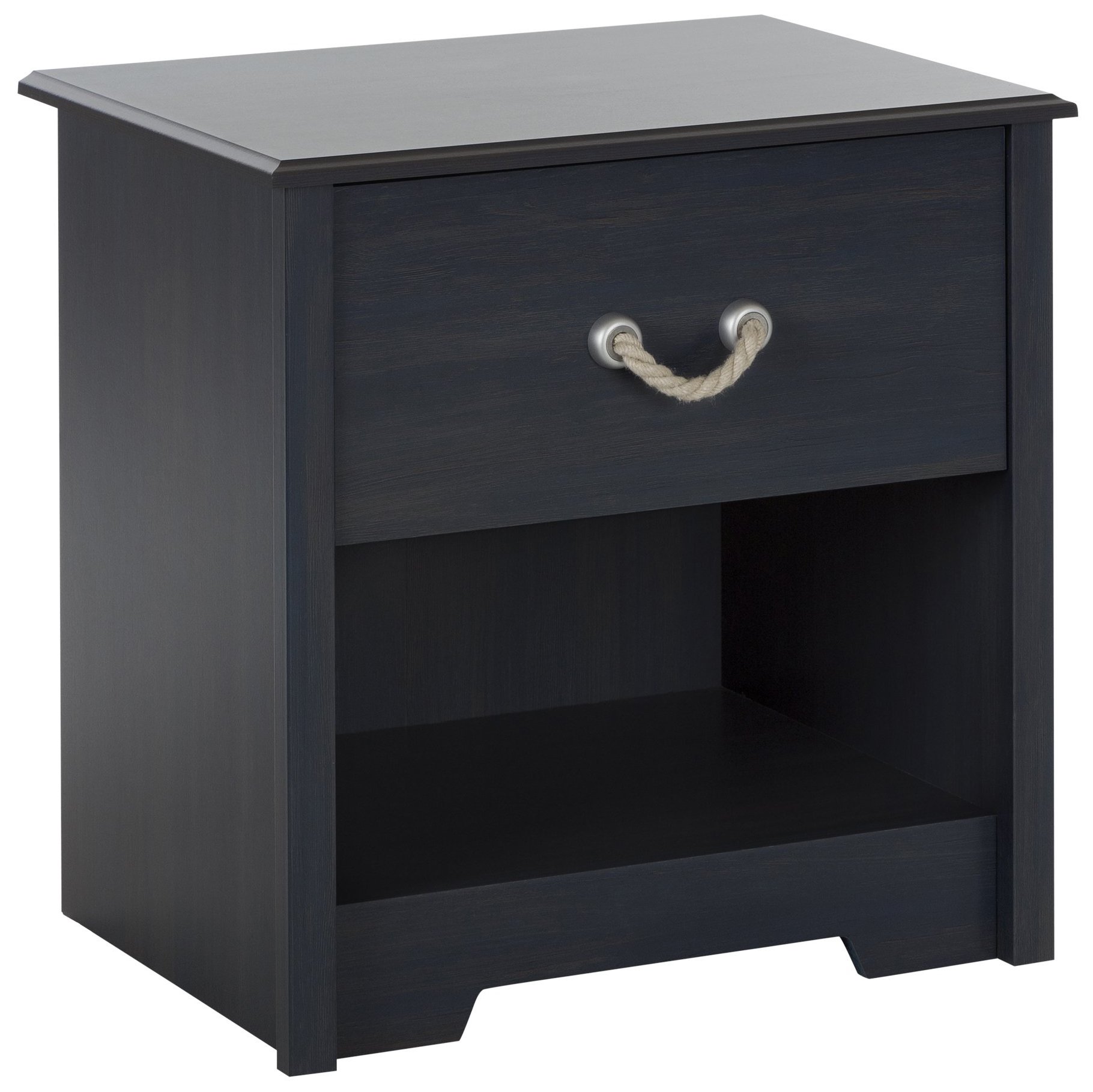 South Shore Aviron 1-Drawer Nightstand with Rope Handle - Blueberry Finish - Compact Bedside Table for Small Spaces - Perfect for Bedrooms, Dorms & Apartments